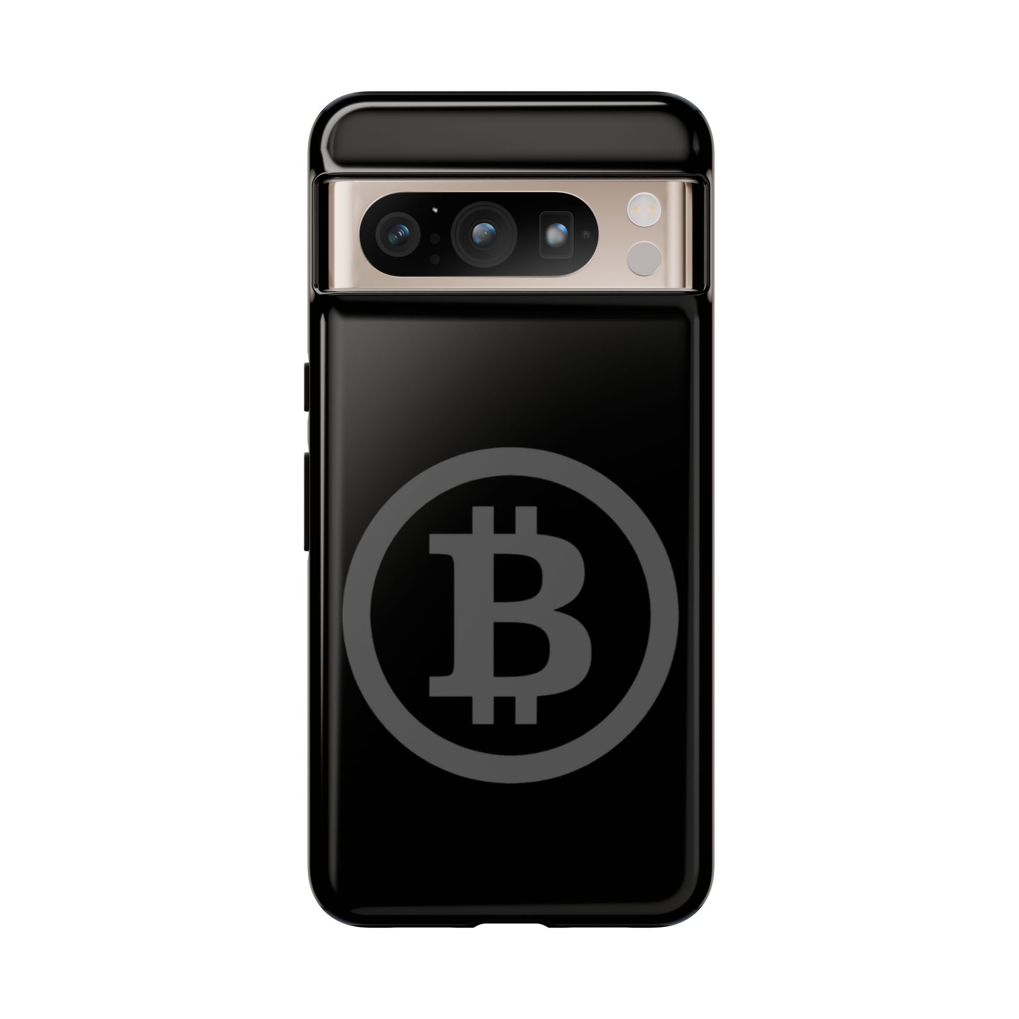 Bitcoin Logo Tough Phone Case — Matte Black Crypto Protective Cover