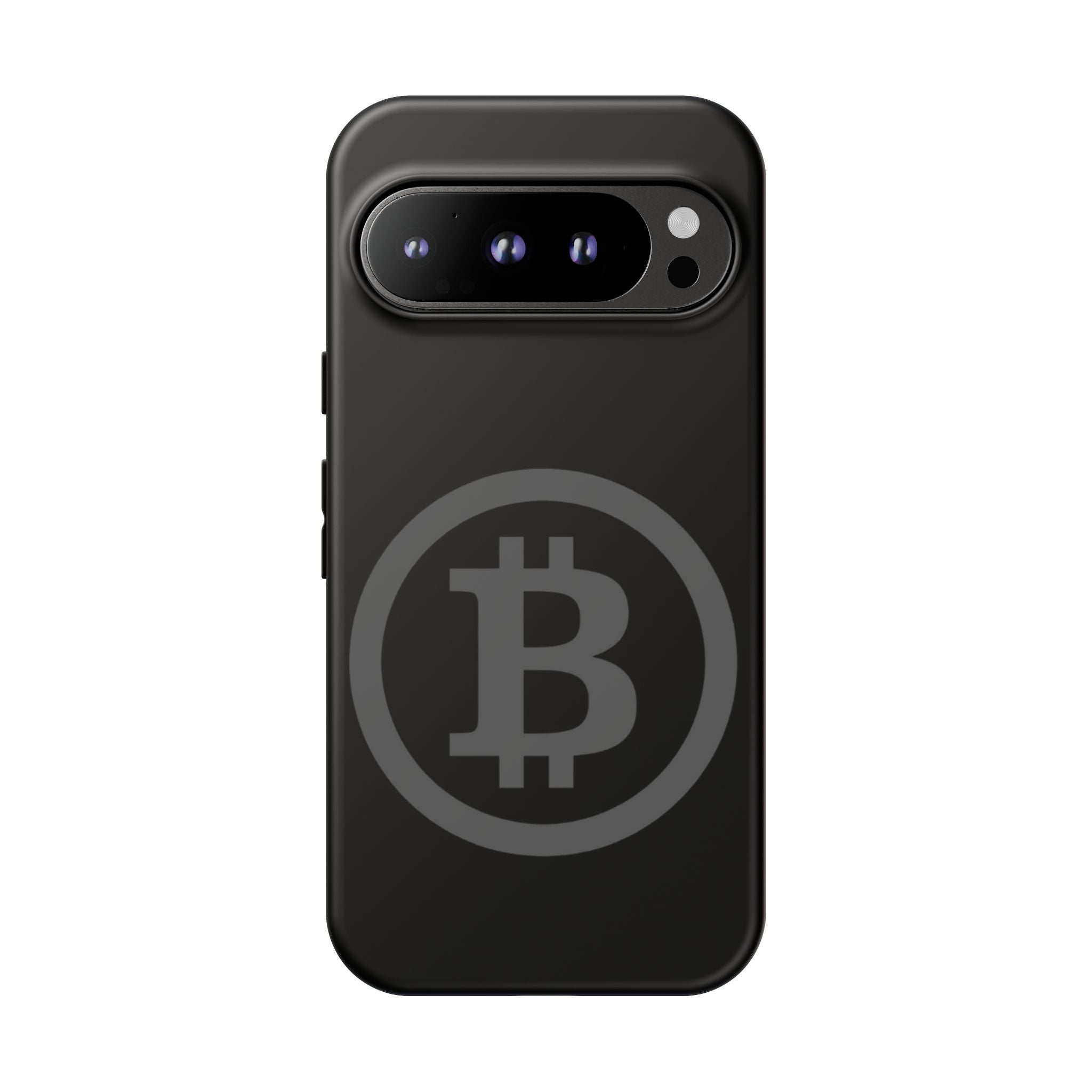 Bitcoin Logo Tough Phone Case — Matte Black Crypto Protective Cover