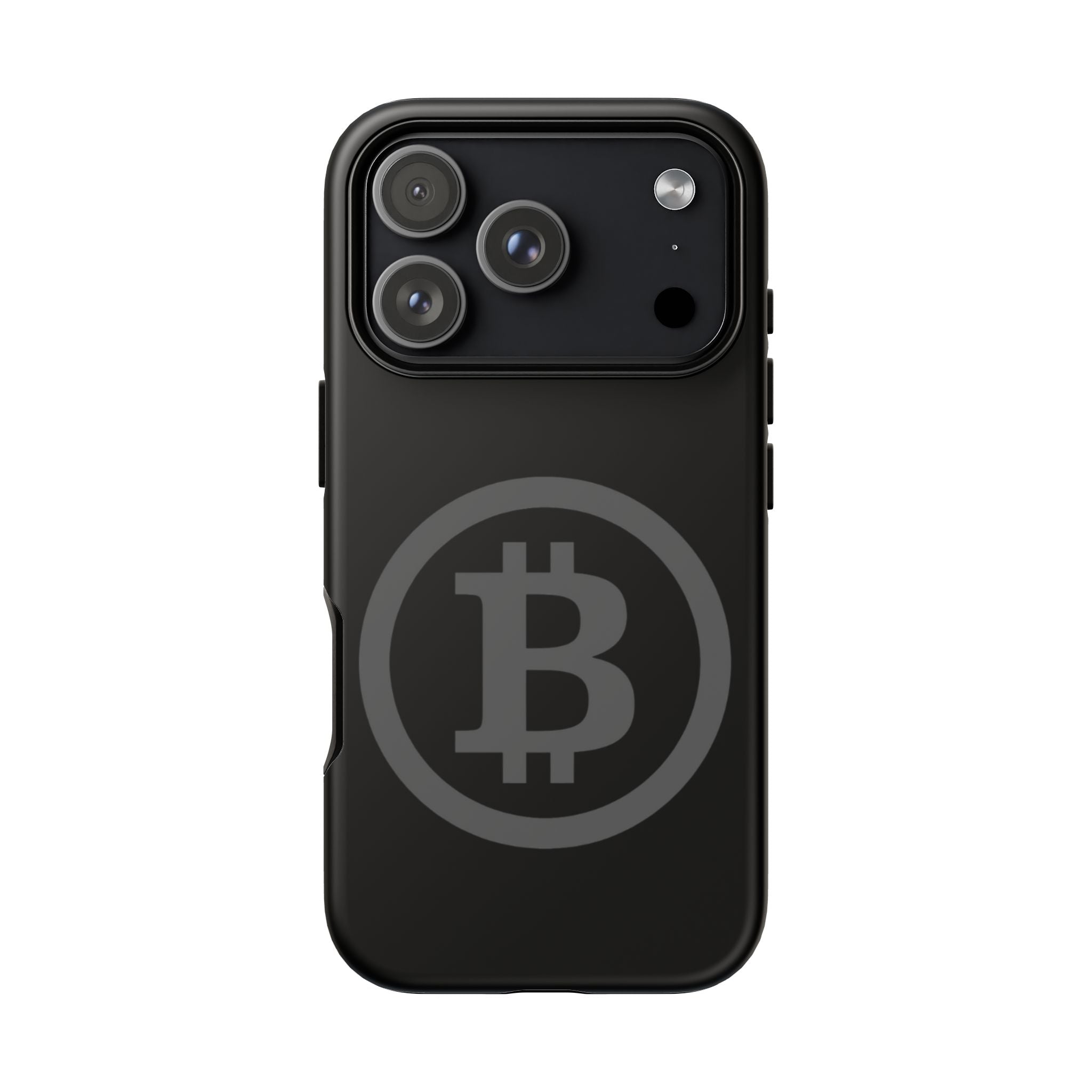 Bitcoin Logo Tough Phone Case — Matte Black Crypto Protective Cover