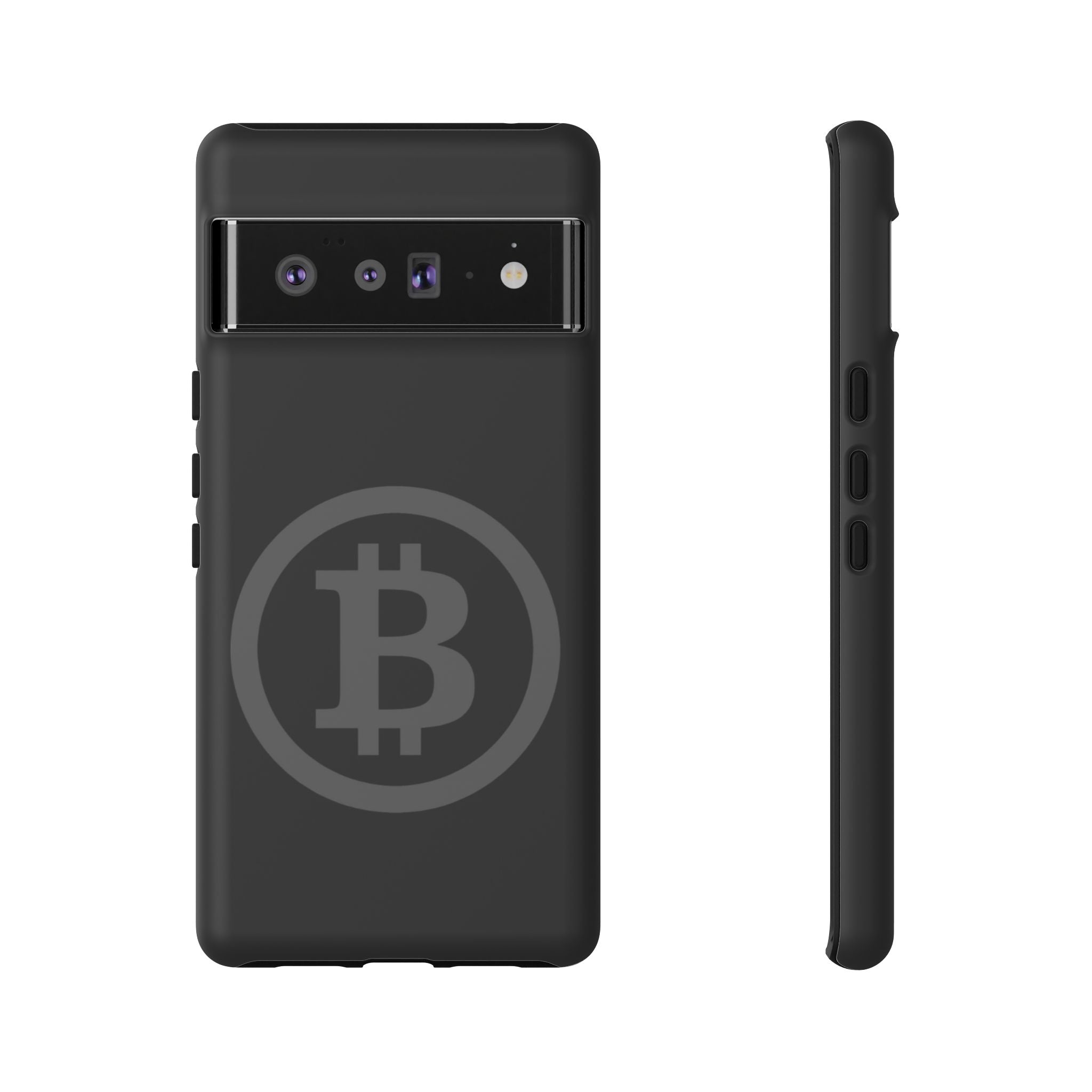 Bitcoin Logo Tough Phone Case — Matte Black Crypto Protective Cover