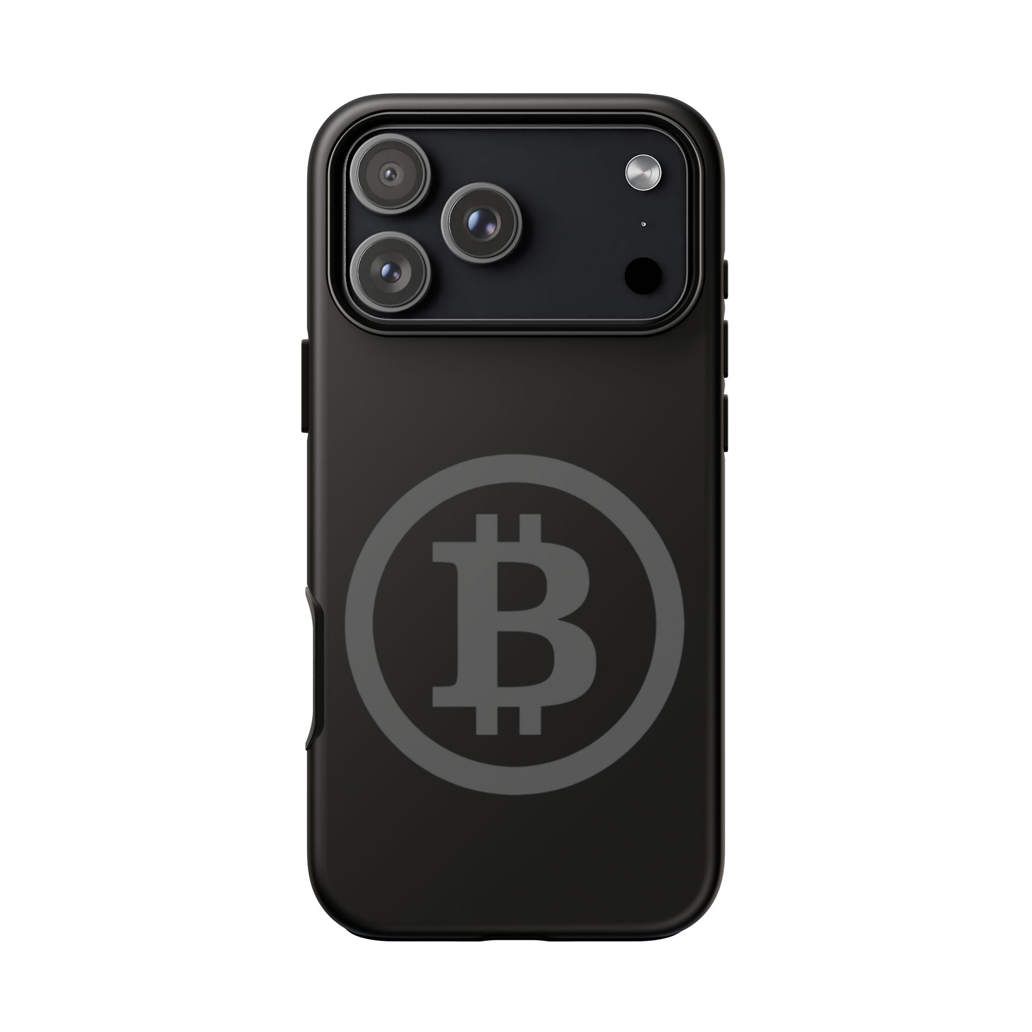 Bitcoin Logo Tough Phone Case — Matte Black Crypto Protective Cover