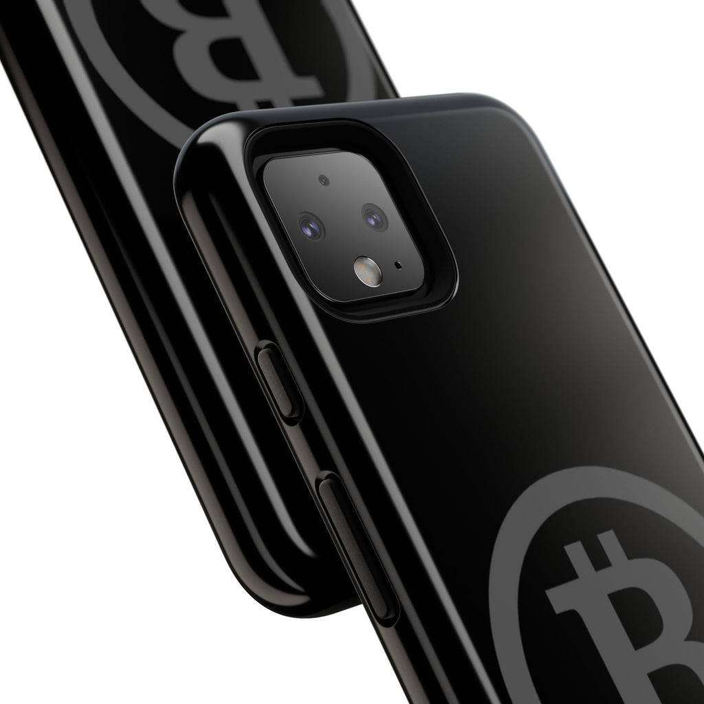 Bitcoin Logo Tough Phone Case — Matte Black Crypto Protective Cover