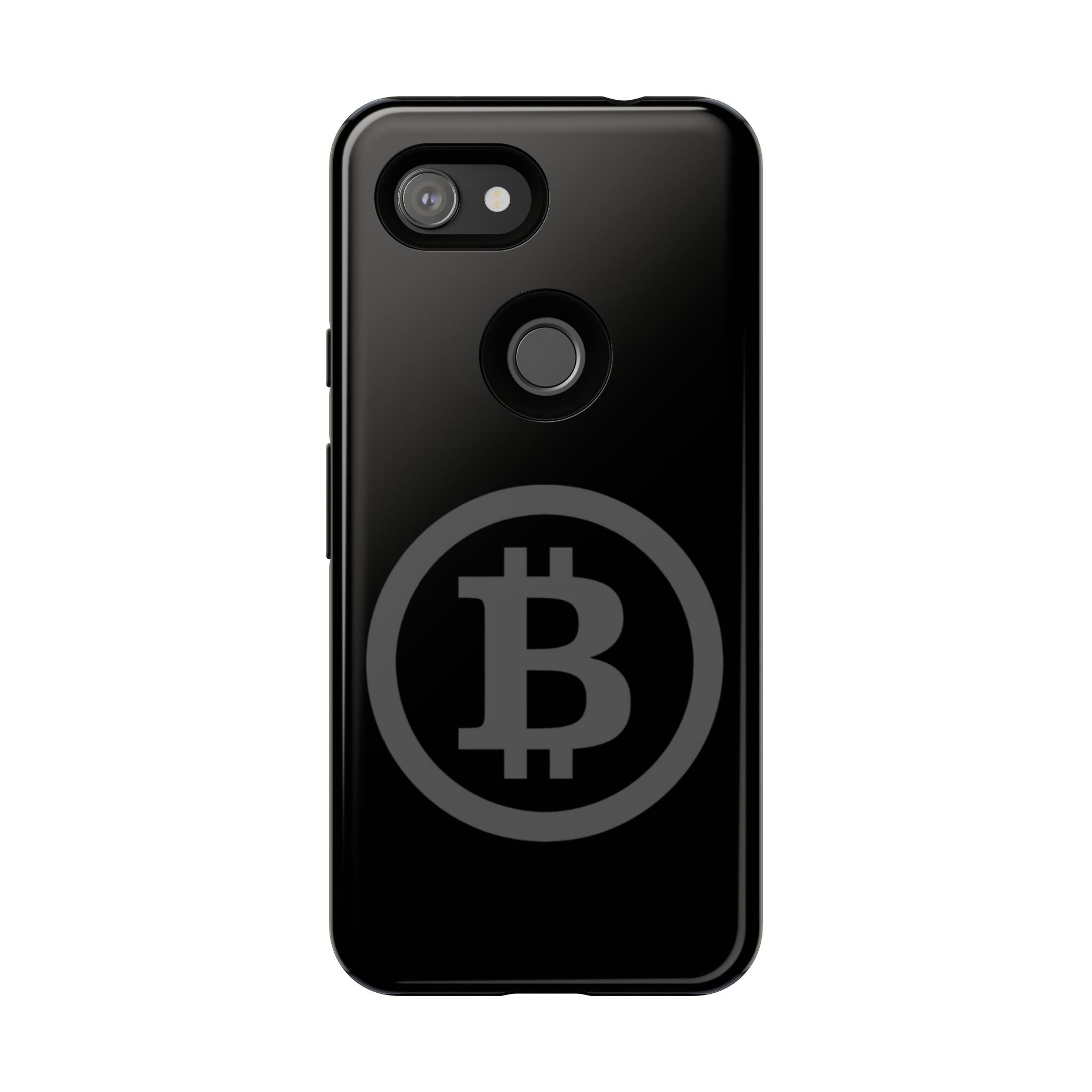 Bitcoin Logo Tough Phone Case — Matte Black Crypto Protective Cover