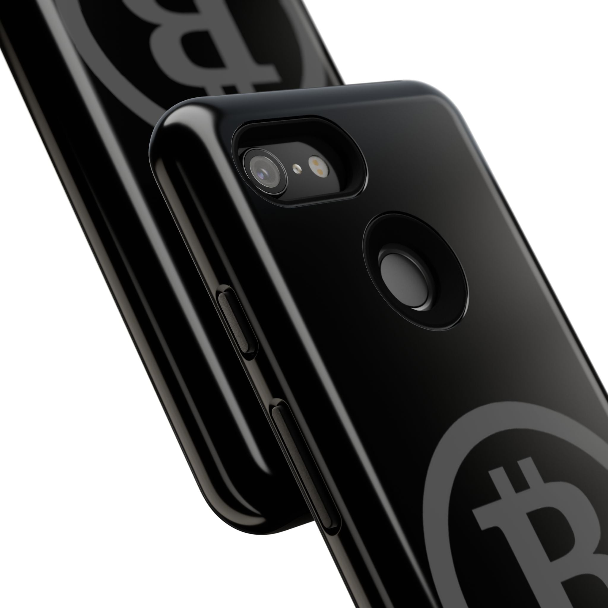 Bitcoin Logo Tough Phone Case — Matte Black Crypto Protective Cover