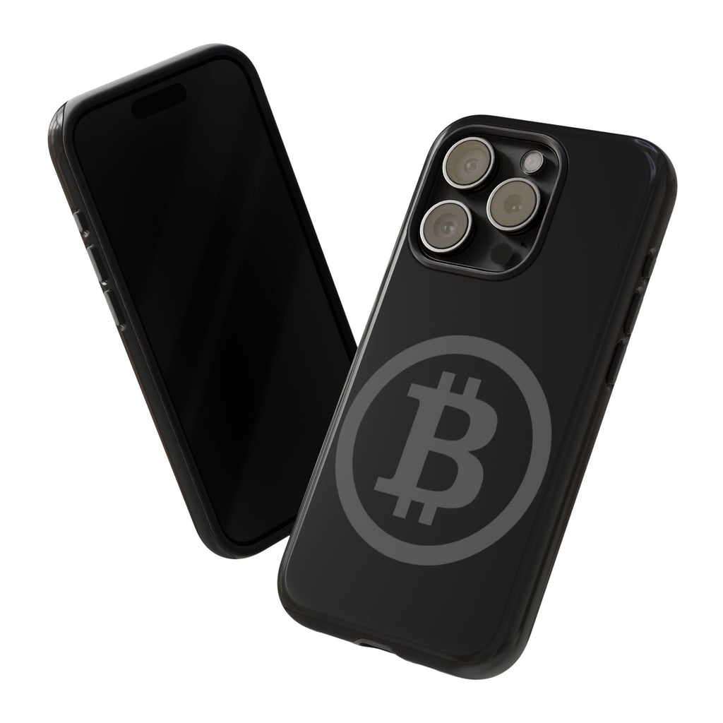 Bitcoin Logo Tough Phone Case — Matte Black Crypto Protective Cover