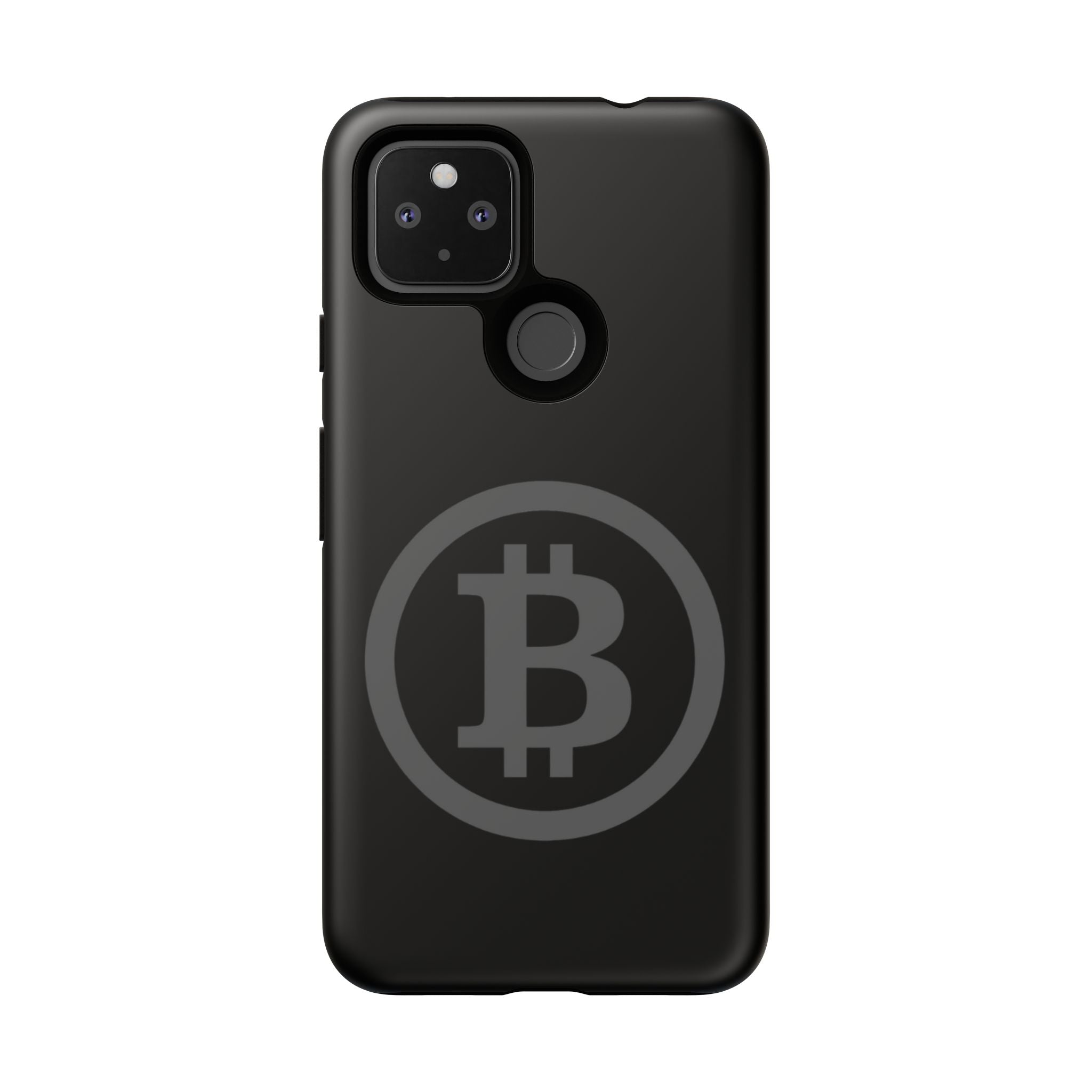 Bitcoin Logo Tough Phone Case — Matte Black Crypto Protective Cover