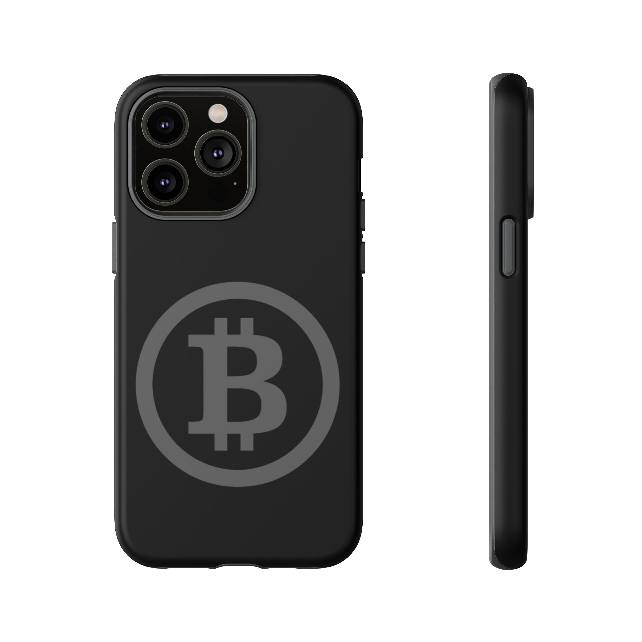 Bitcoin Logo Tough Phone Case — Matte Black Crypto Protective Cover
