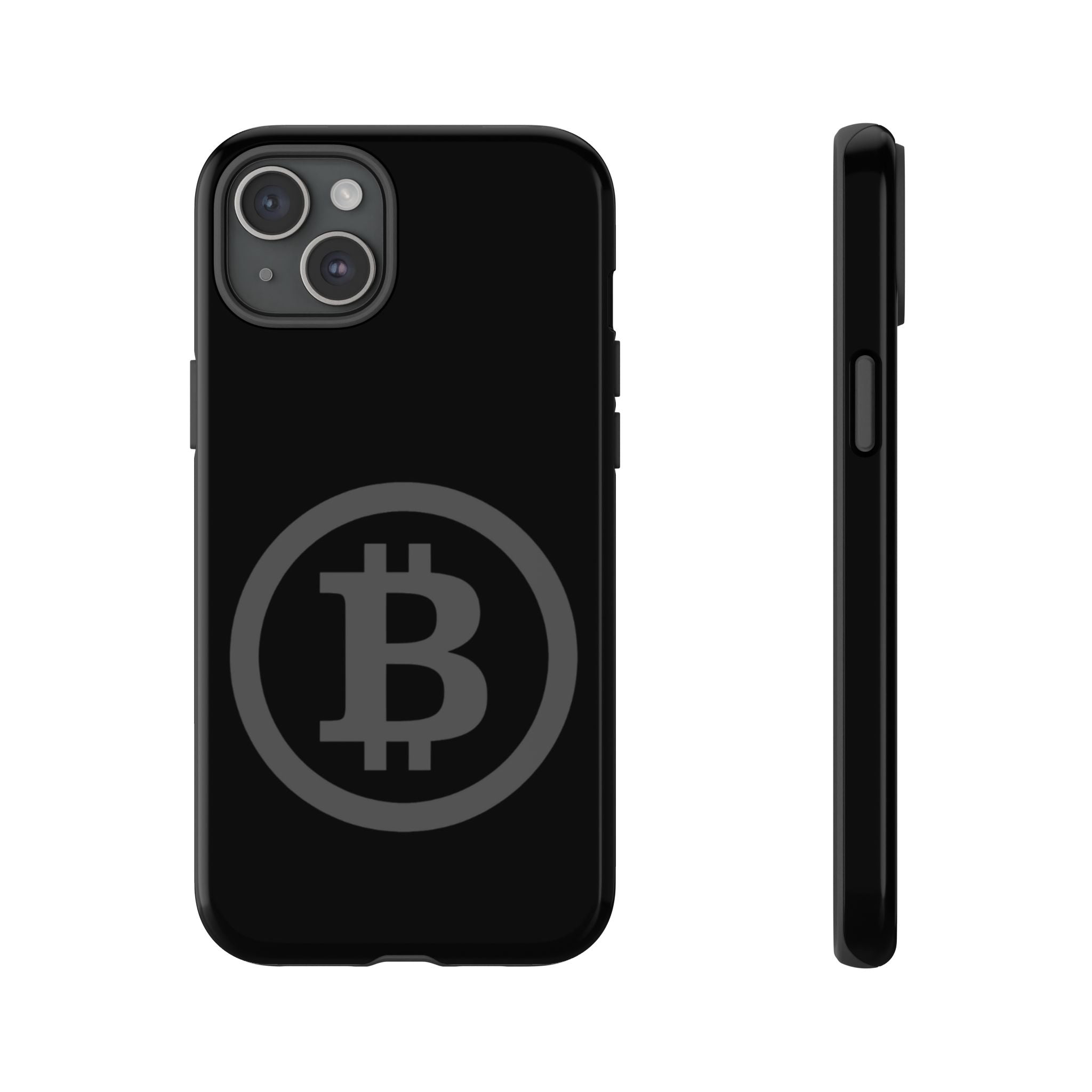 Bitcoin Logo Tough Phone Case — Matte Black Crypto Protective Cover