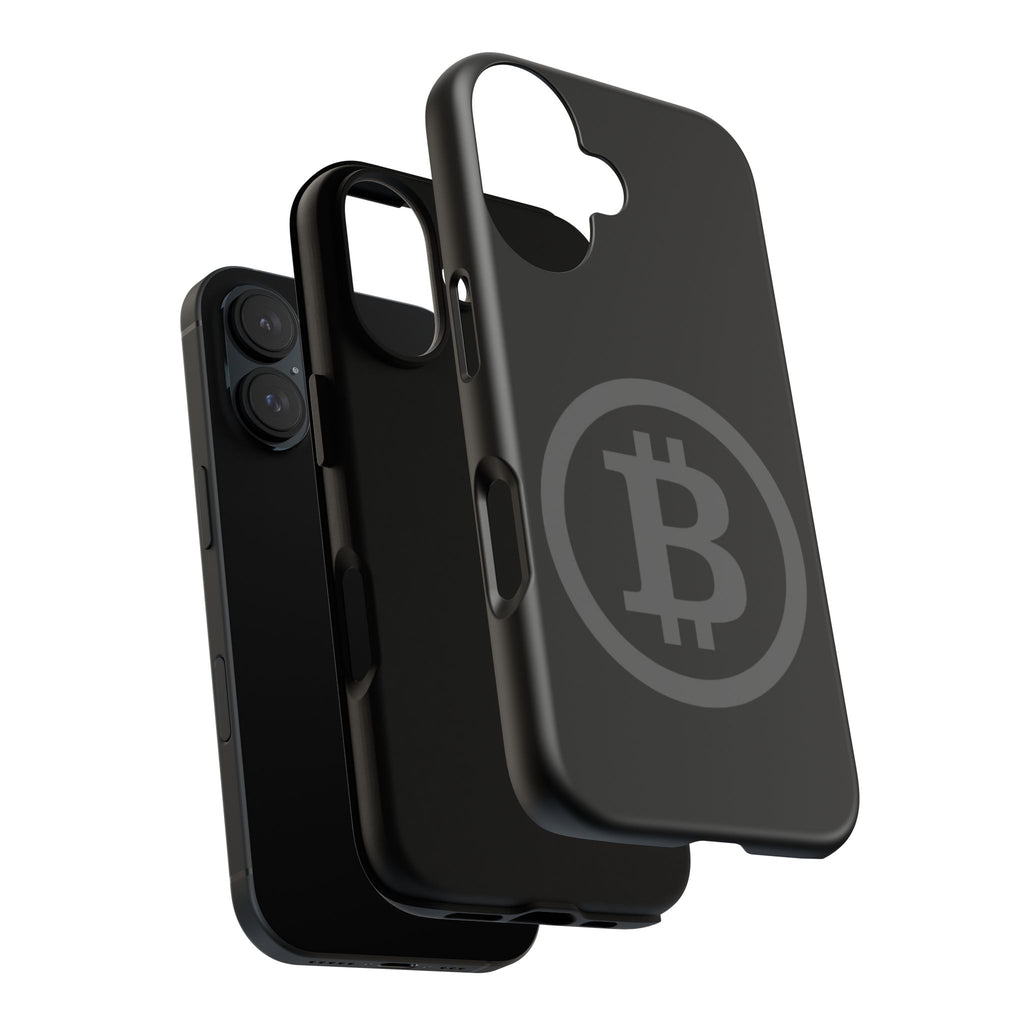 Bitcoin Logo Tough Phone Case — Matte Black Crypto Protective Cover