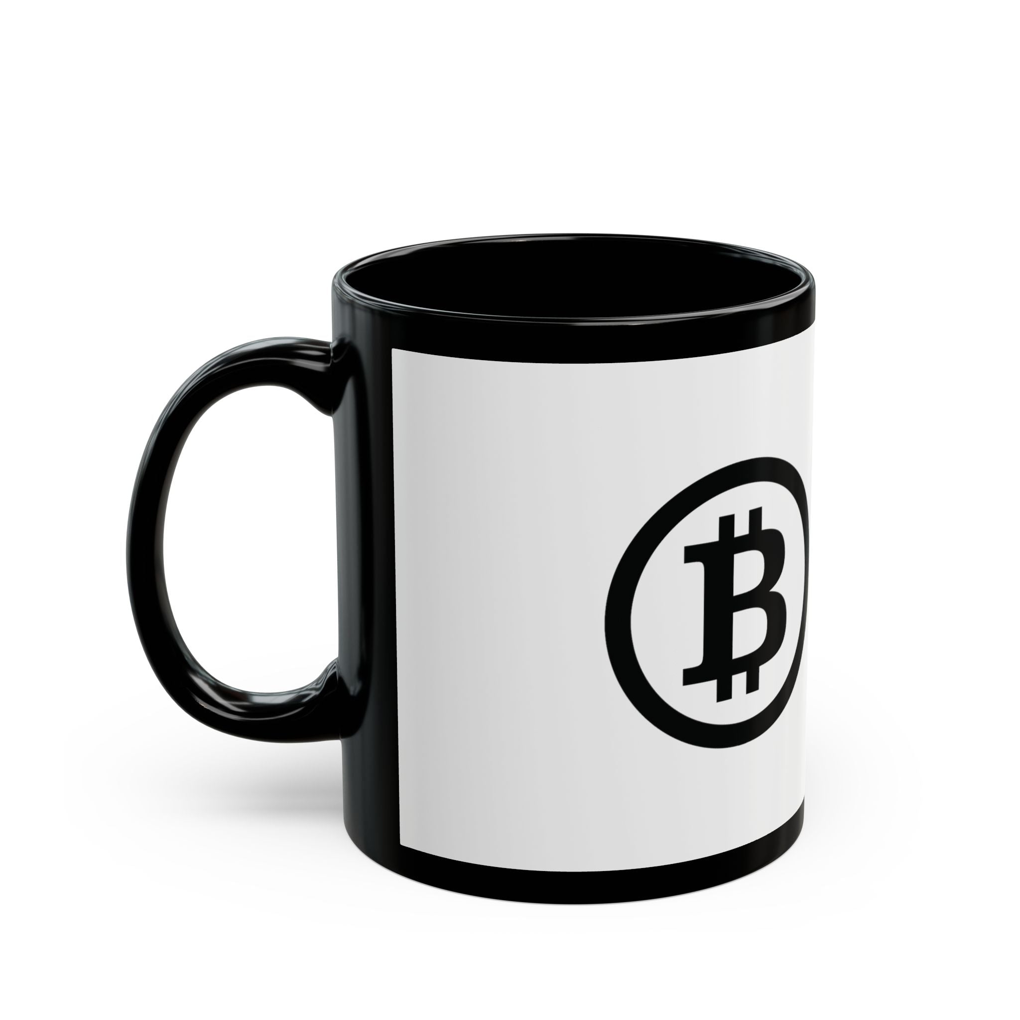 Bitcoin Logo Black Accent Mug | Crypto Coffee Cup, 11oz or 15oz