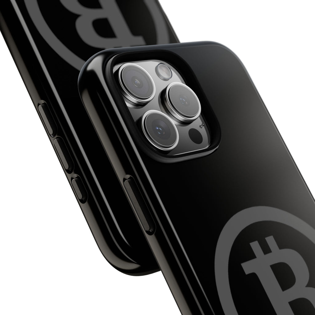 Bitcoin Logo Tough Phone Case — Matte Black Crypto Protective Cover