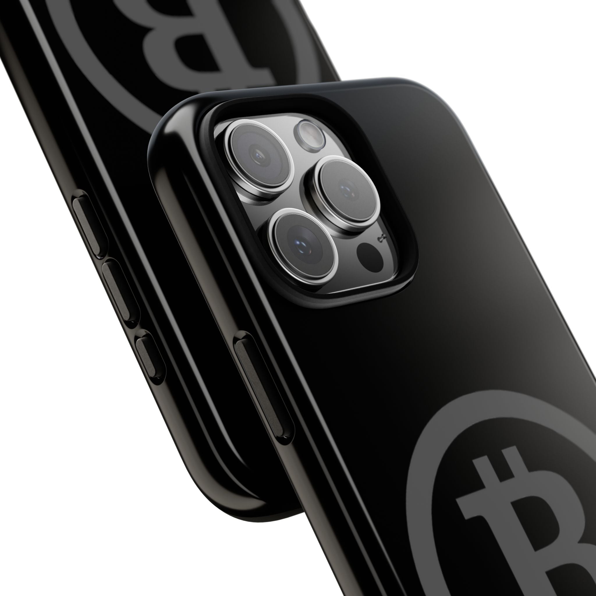 Bitcoin Logo Tough Phone Case — Matte Black Crypto Protective Cover