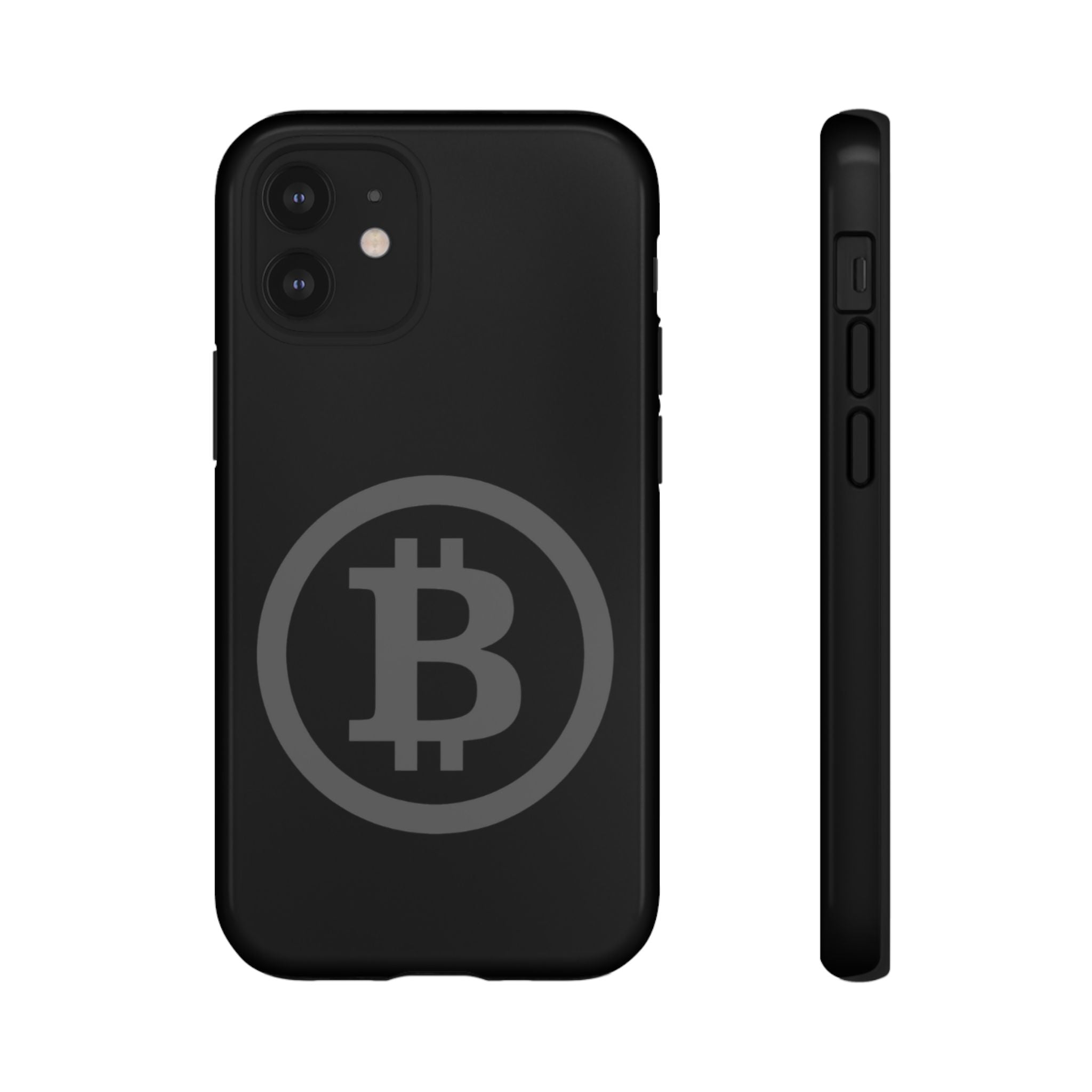 Bitcoin Logo Tough Phone Case — Matte Black Crypto Protective Cover