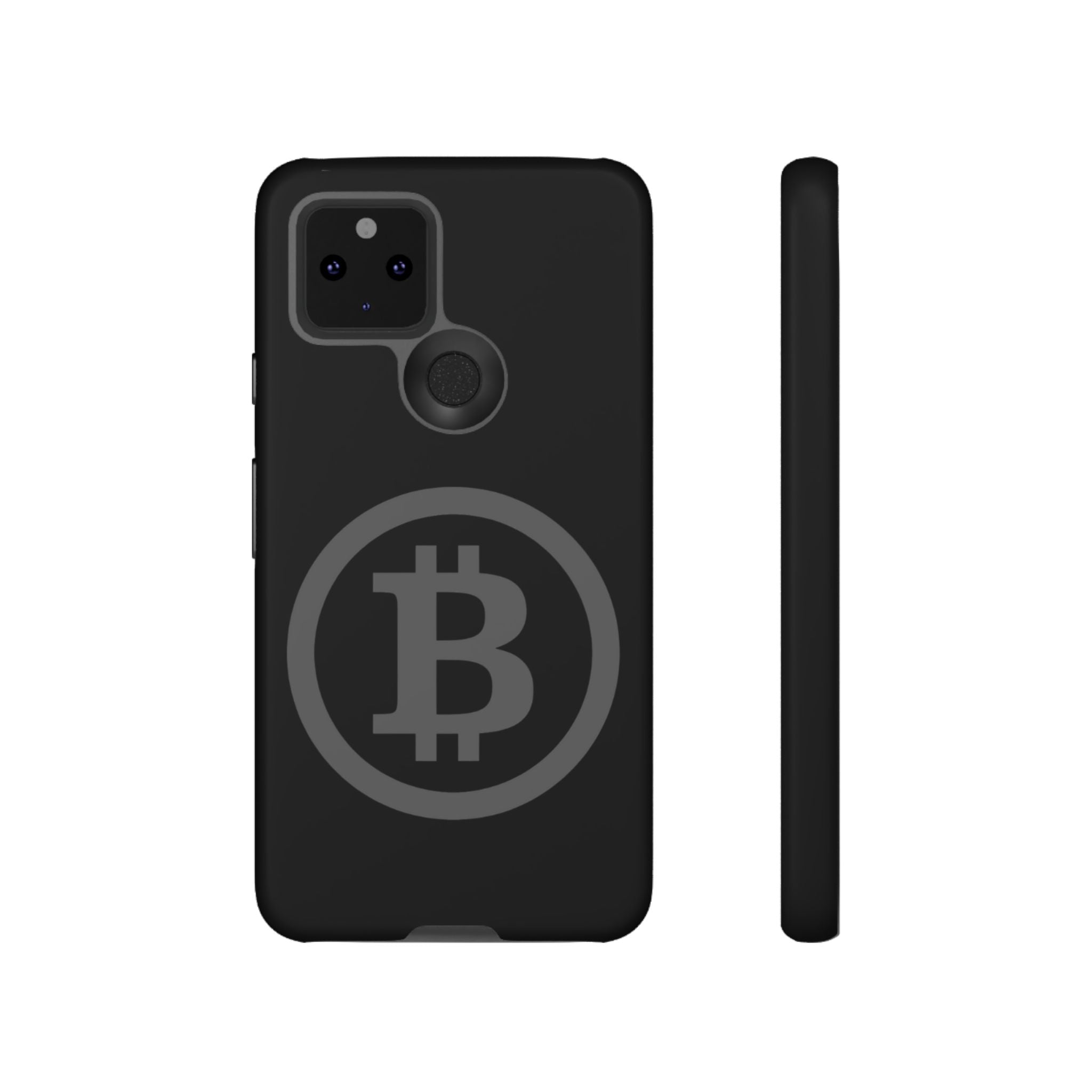 Bitcoin Logo Tough Phone Case — Matte Black Crypto Protective Cover