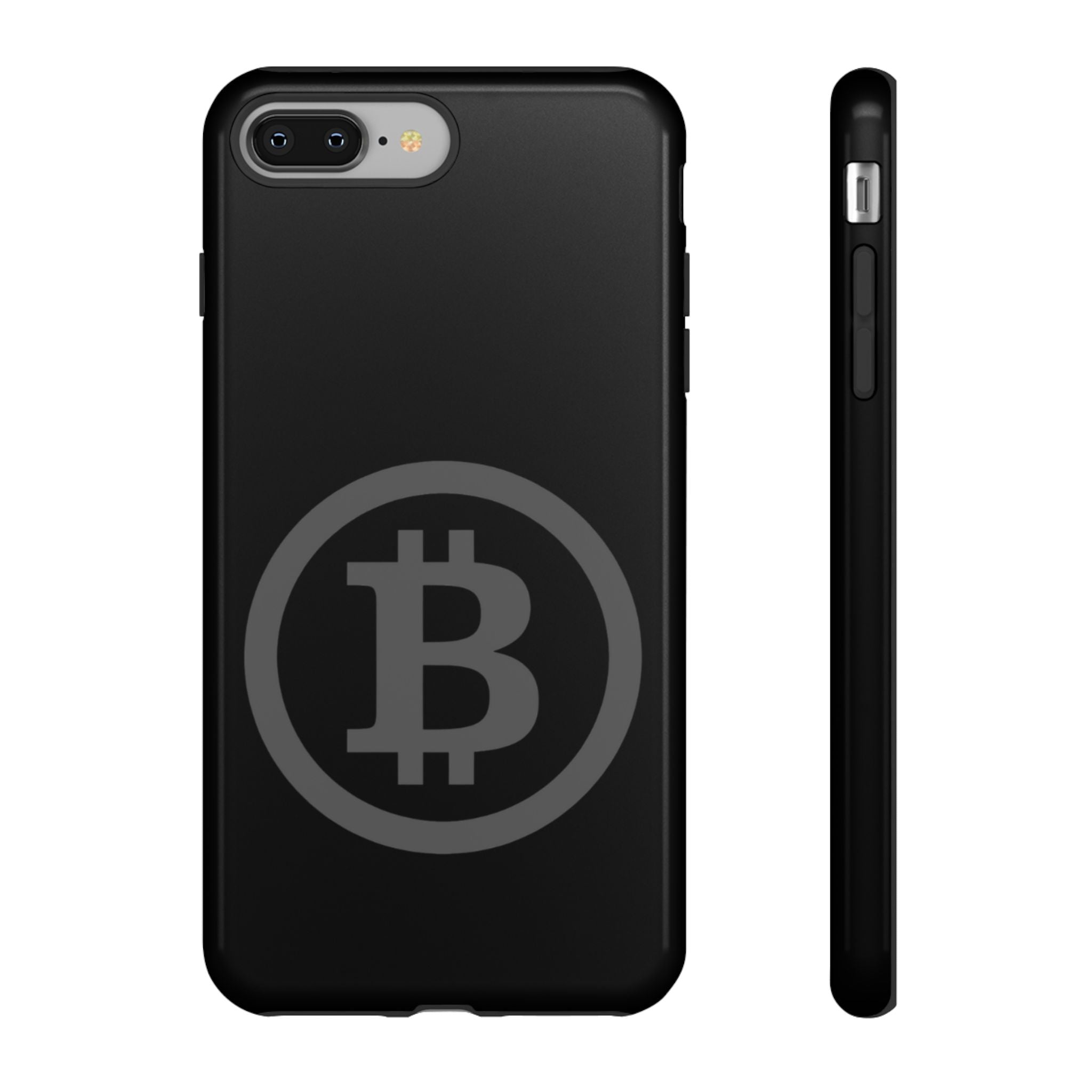 Bitcoin Logo Tough Phone Case — Matte Black Crypto Protective Cover