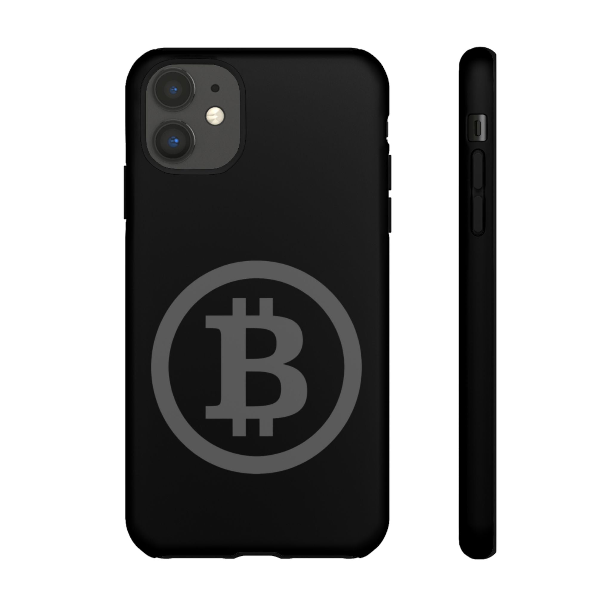 Bitcoin Logo Tough Phone Case — Matte Black Crypto Protective Cover