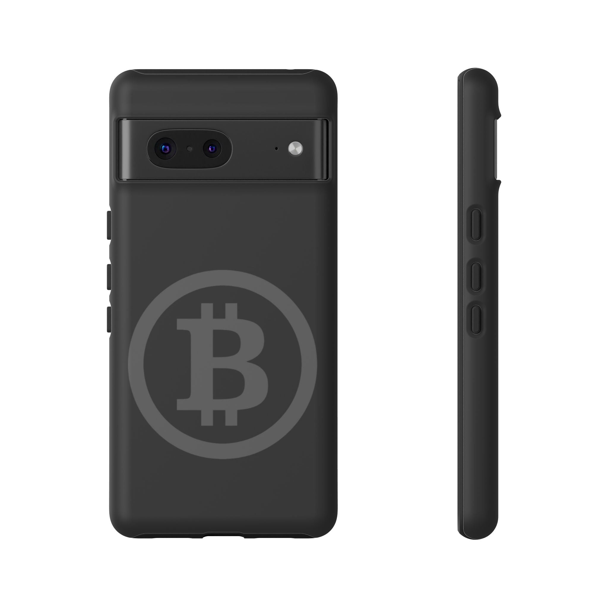 Bitcoin Logo Tough Phone Case — Matte Black Crypto Protective Cover