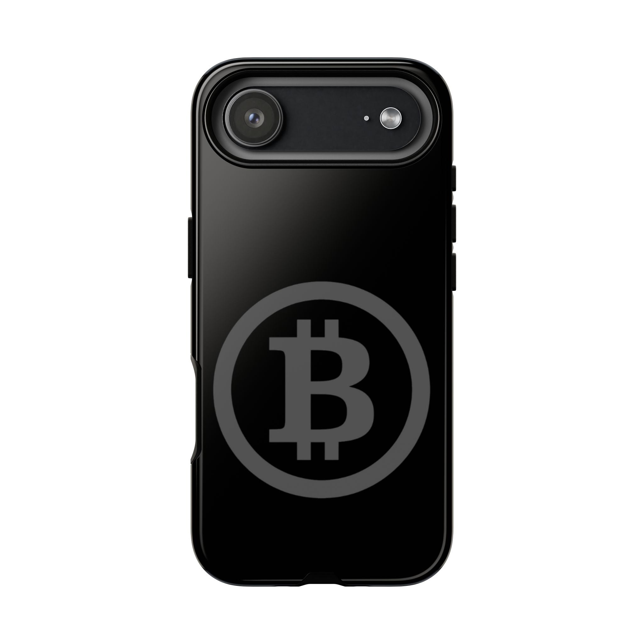 Bitcoin Logo Tough Phone Case — Matte Black Crypto Protective Cover