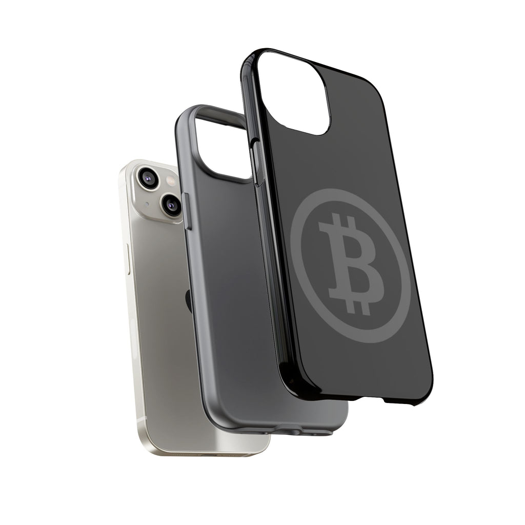 Bitcoin Logo Tough Phone Case — Matte Black Crypto Protective Cover