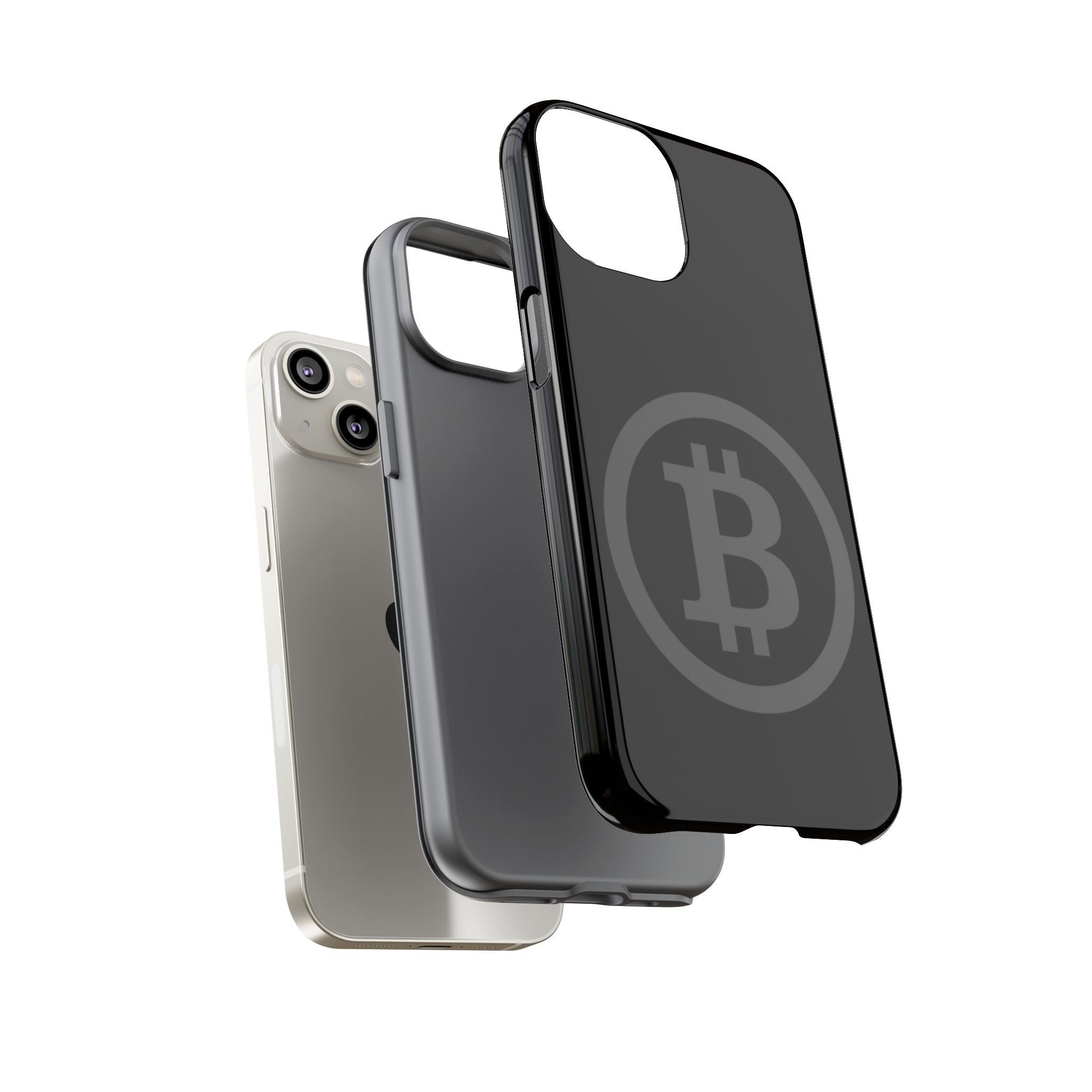 Bitcoin Logo Tough Phone Case — Matte Black Crypto Protective Cover