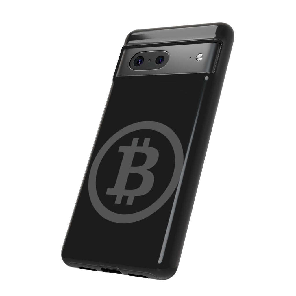 Bitcoin Logo Tough Phone Case — Matte Black Crypto Protective Cover