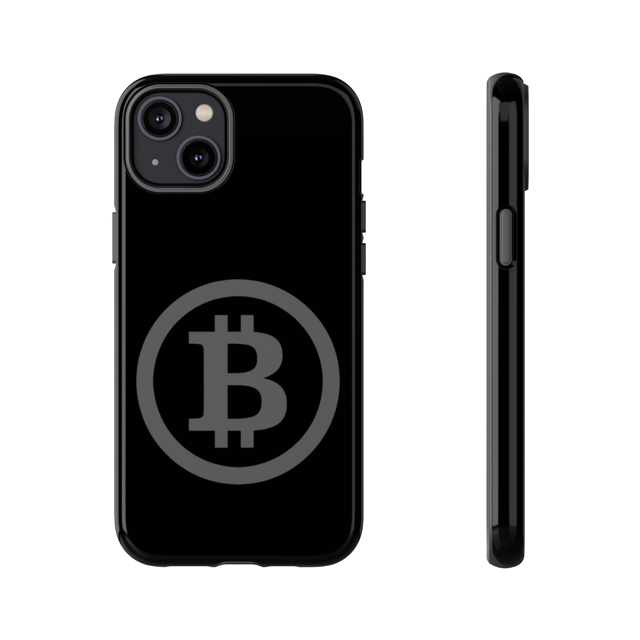 Bitcoin Logo Tough Phone Case — Matte Black Crypto Protective Cover