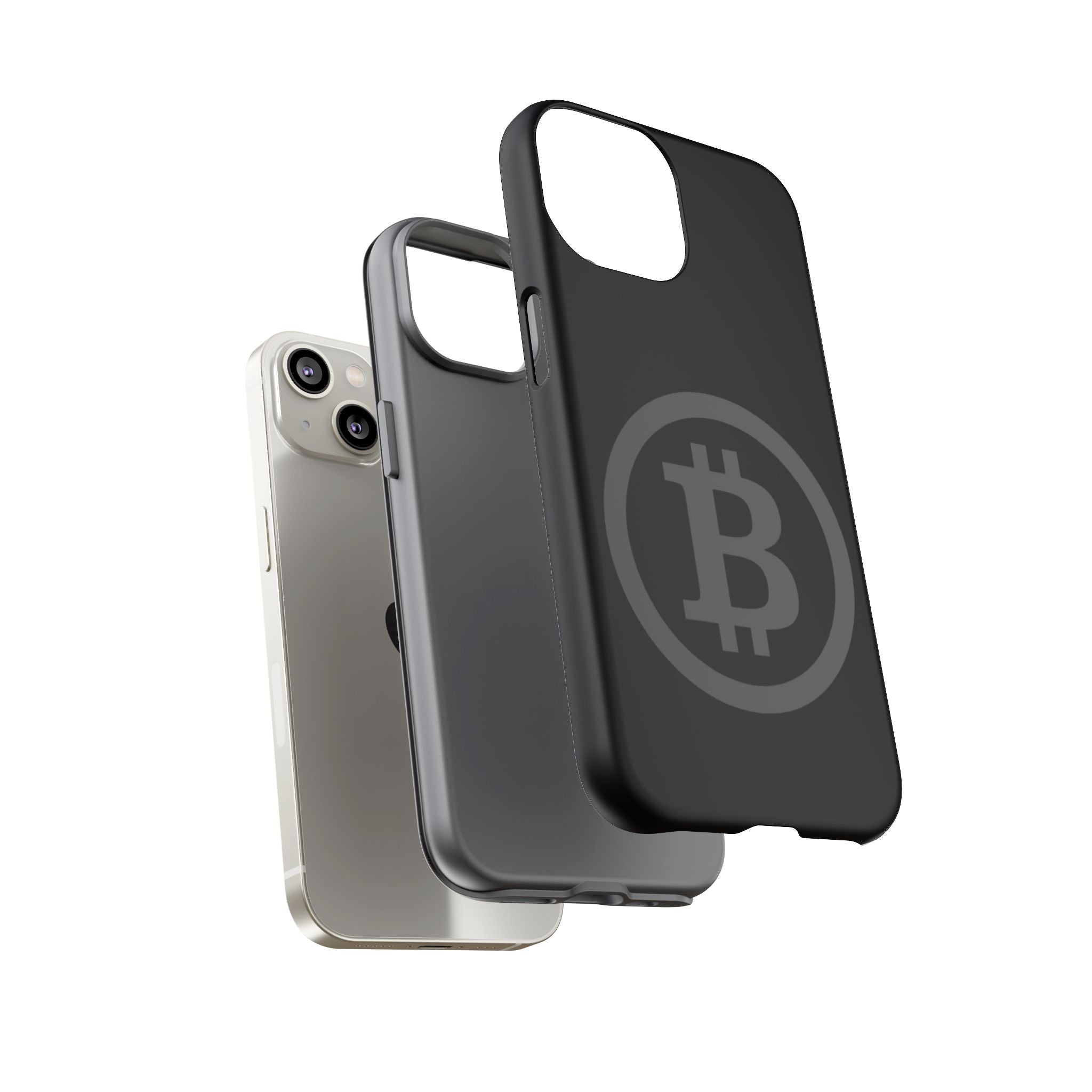 Bitcoin Logo Tough Phone Case — Matte Black Crypto Protective Cover