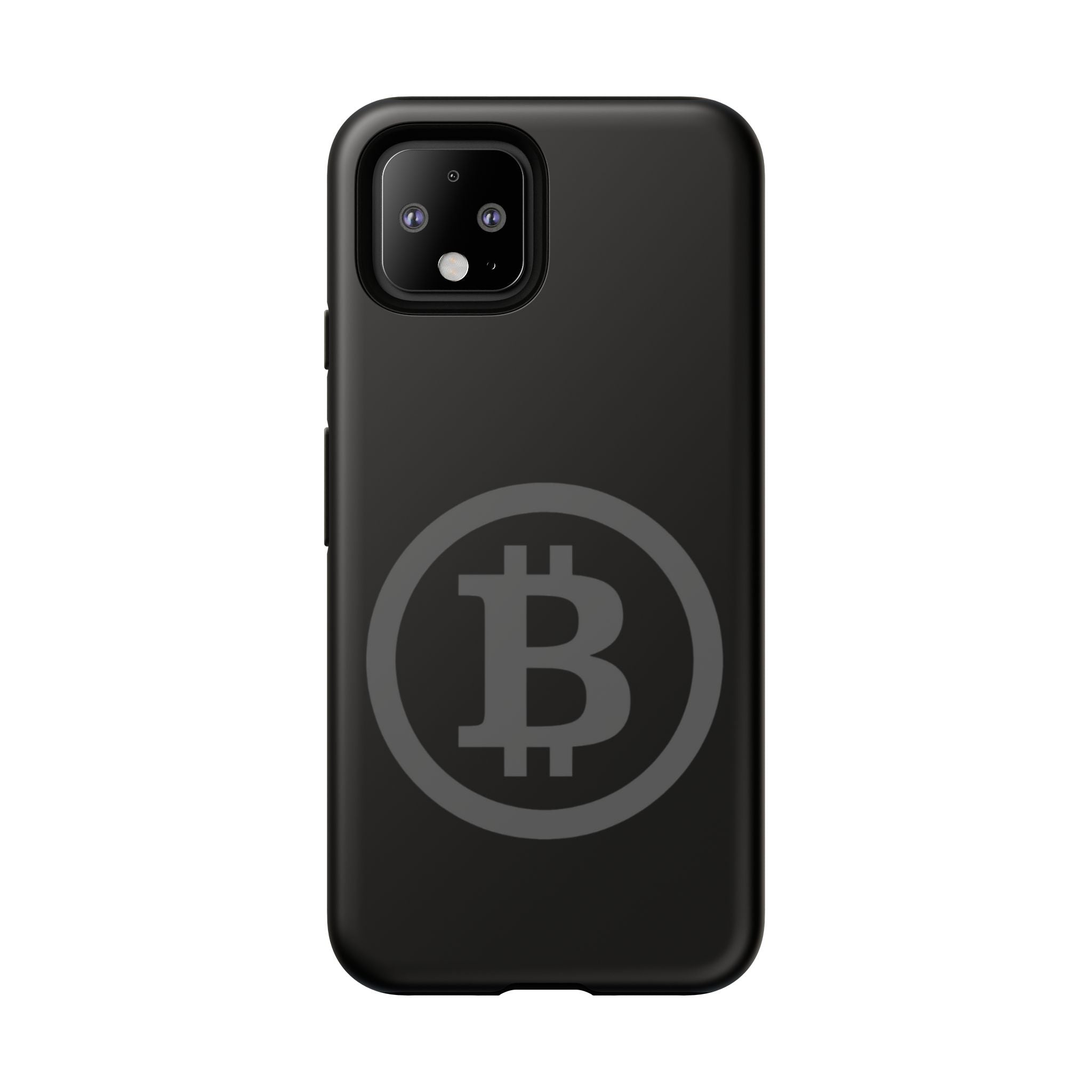 Bitcoin Logo Tough Phone Case — Matte Black Crypto Protective Cover