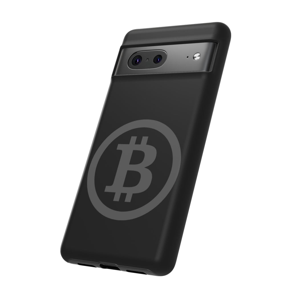 Bitcoin Logo Tough Phone Case — Matte Black Crypto Protective Cover