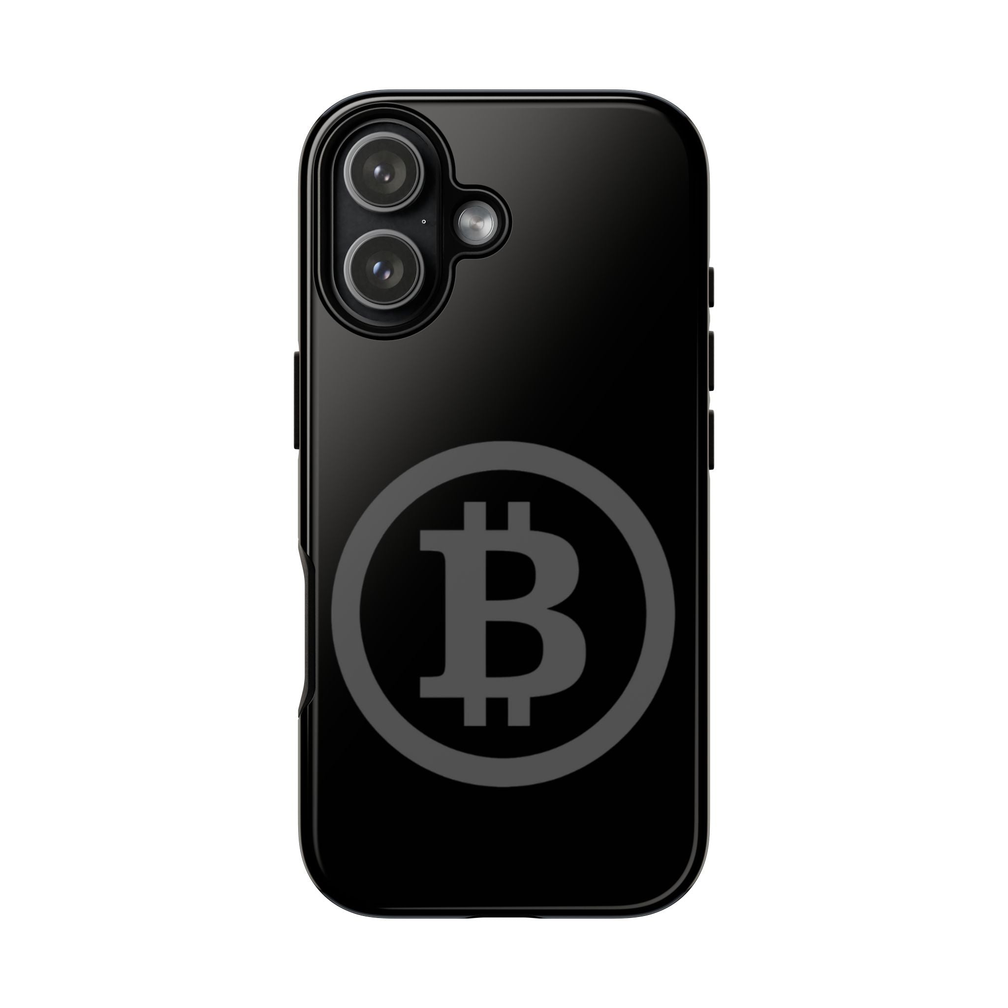Bitcoin Logo Tough Phone Case — Matte Black Crypto Protective Cover
