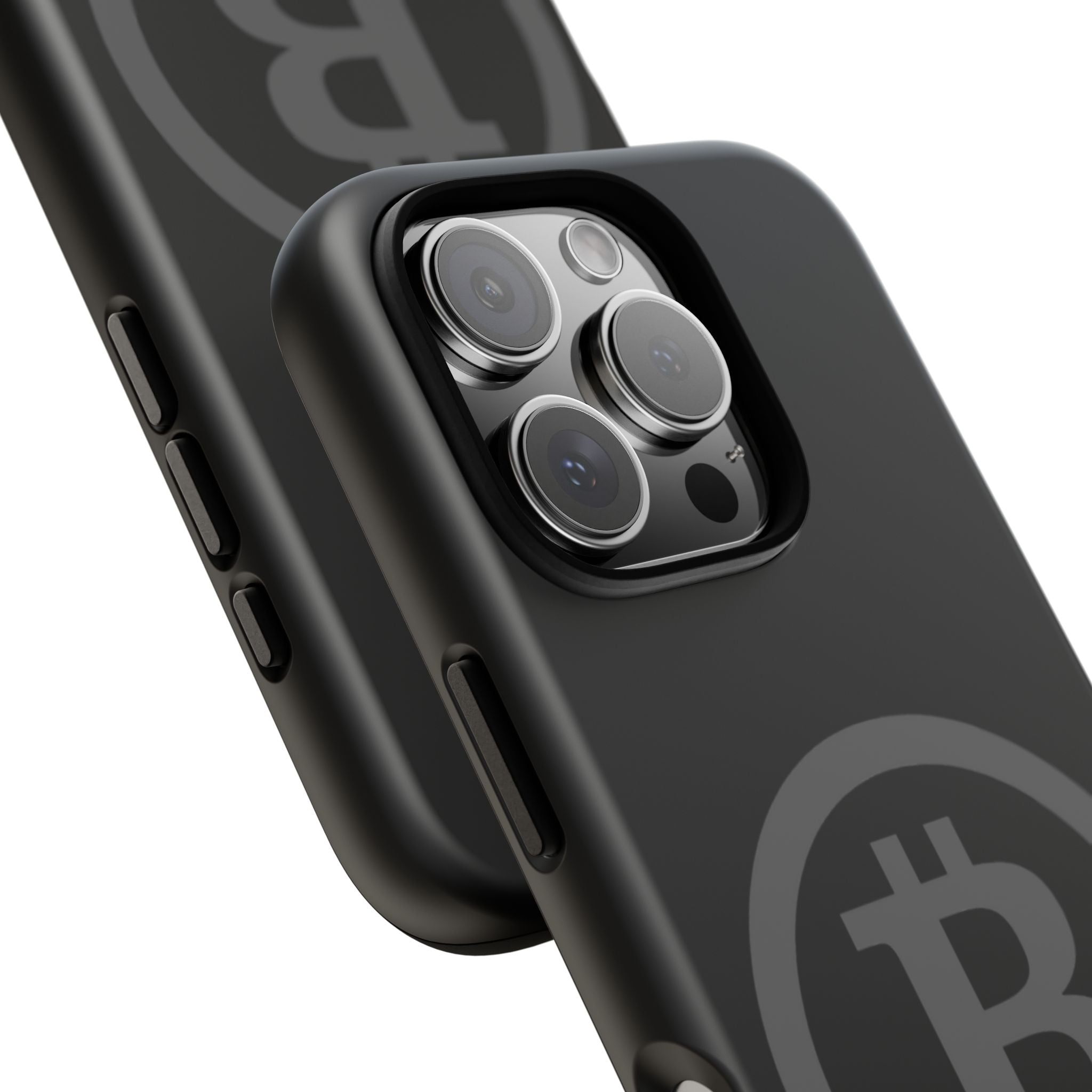 Bitcoin Logo Tough Phone Case — Matte Black Crypto Protective Cover