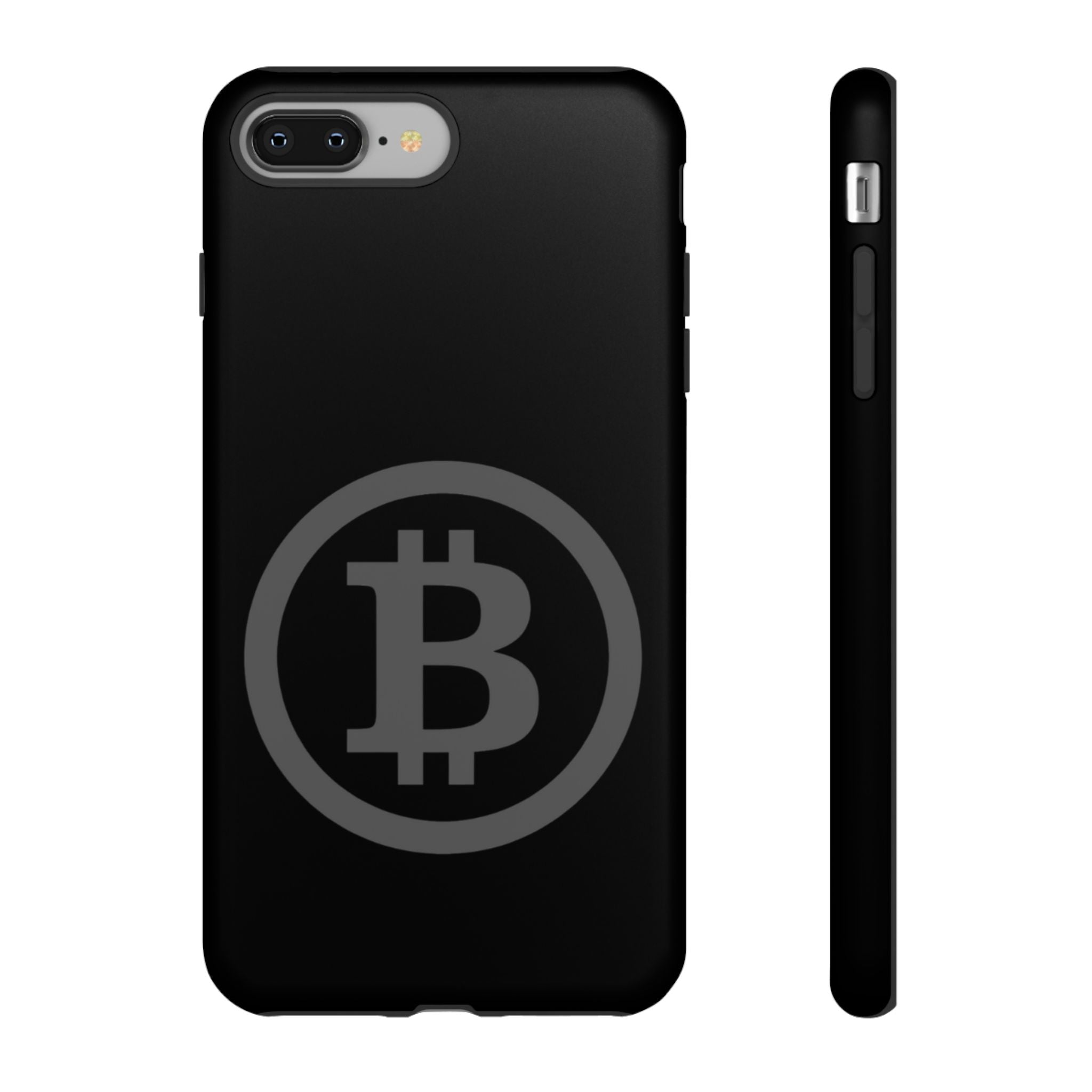 Bitcoin Logo Tough Phone Case — Matte Black Crypto Protective Cover