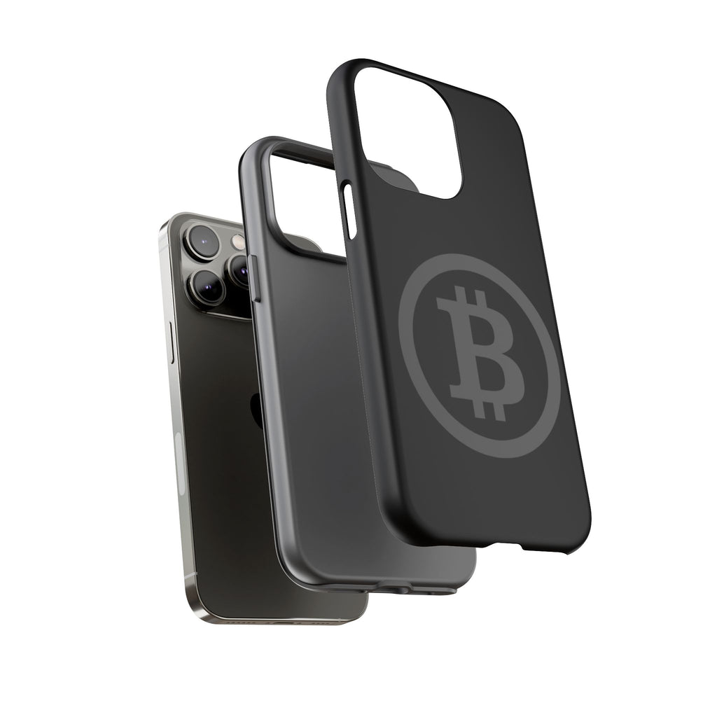Bitcoin Logo Tough Phone Case — Matte Black Crypto Protective Cover