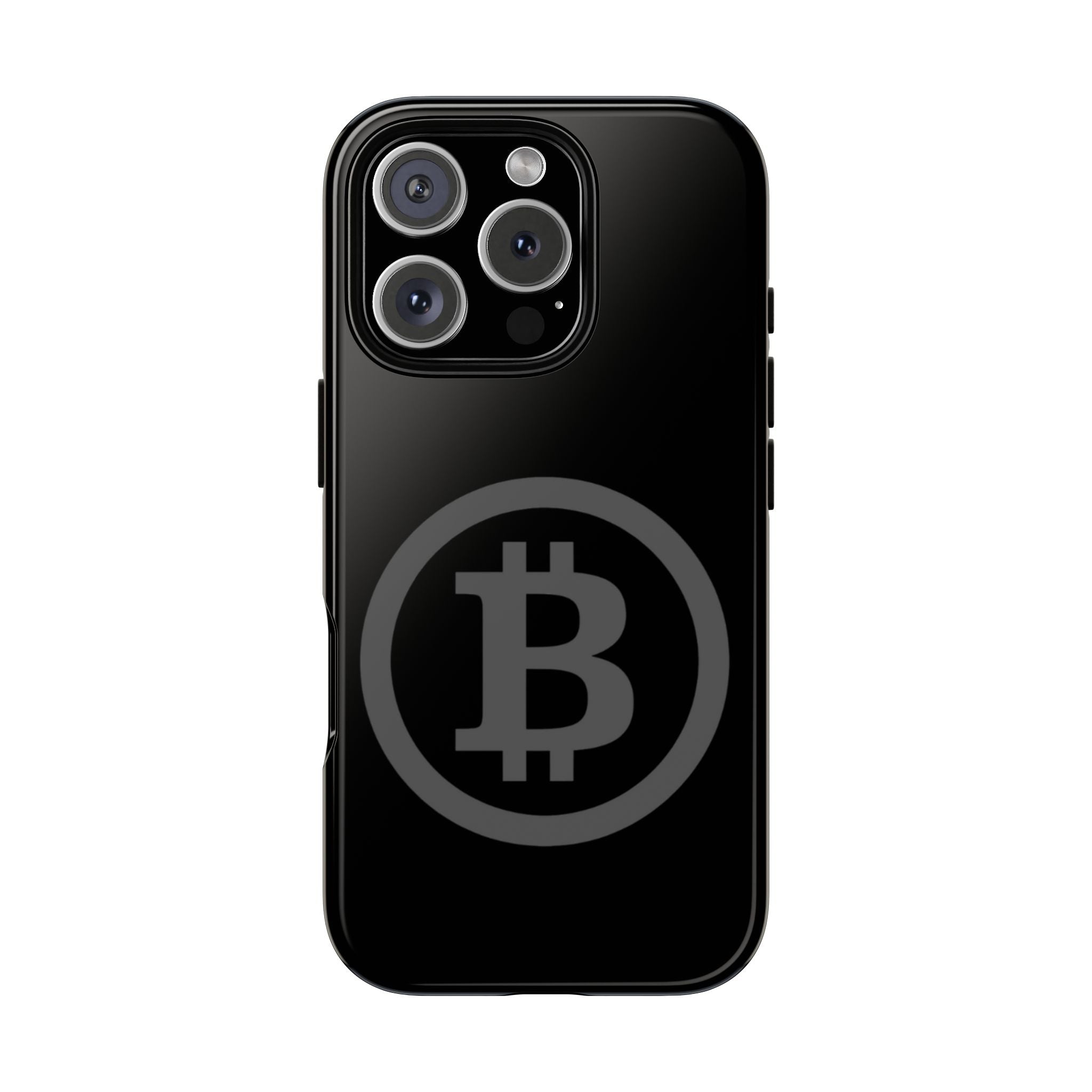 Bitcoin Logo Tough Phone Case — Matte Black Crypto Protective Cover