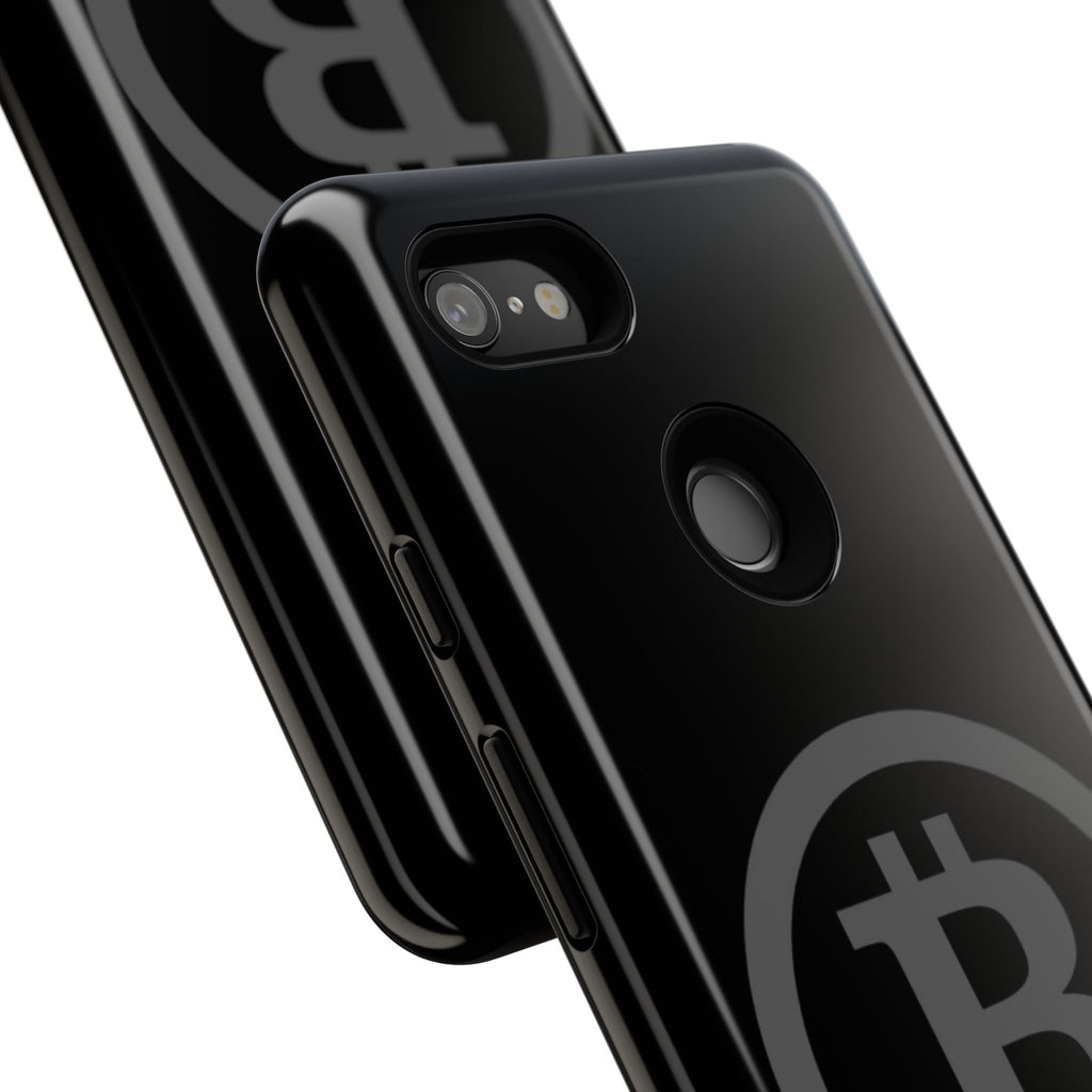 Bitcoin Logo Tough Phone Case — Matte Black Crypto Protective Cover