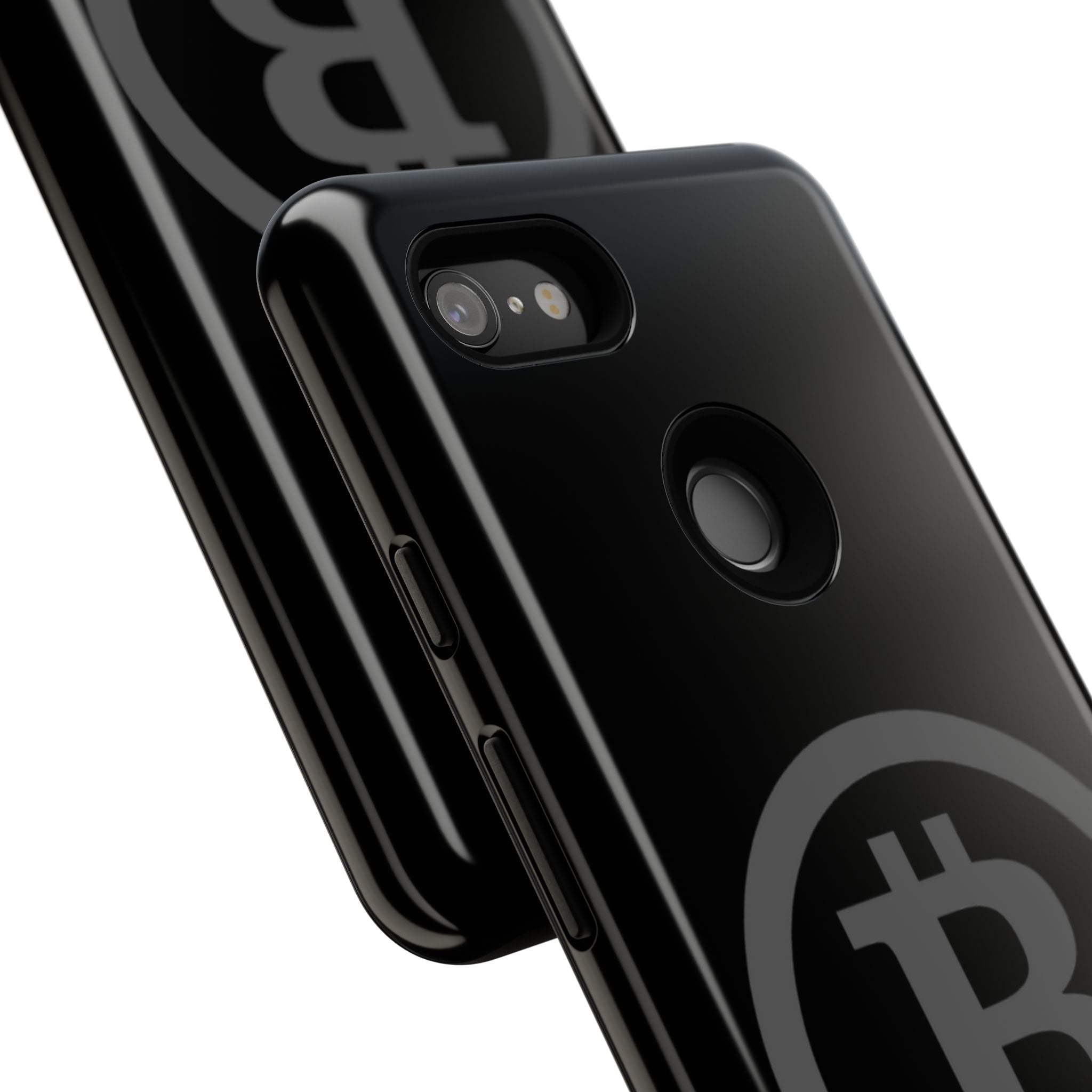 Bitcoin Logo Tough Phone Case — Matte Black Crypto Protective Cover