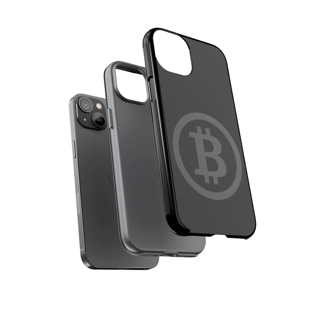 Bitcoin Logo Tough Phone Case — Matte Black Crypto Protective Cover