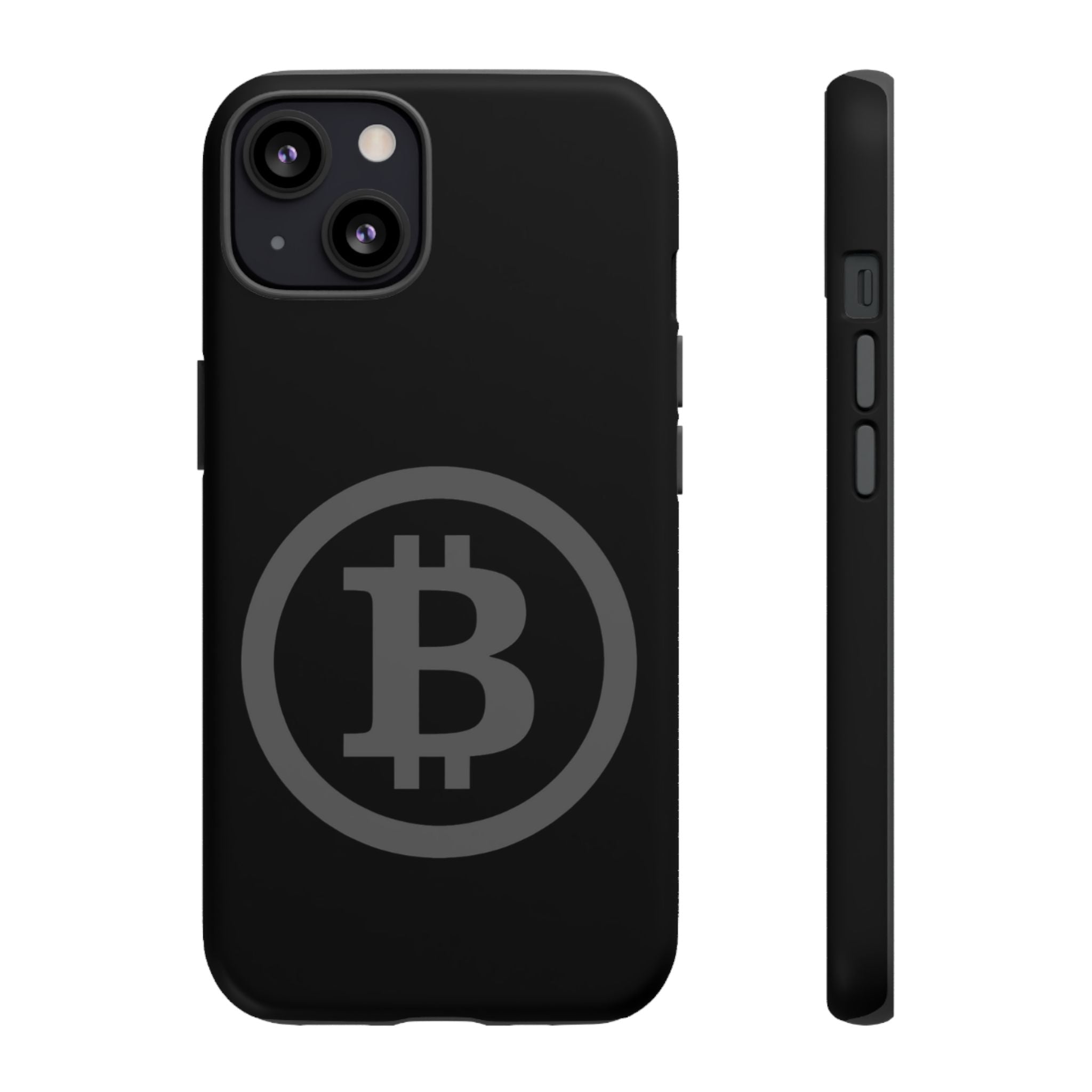 Bitcoin Logo Tough Phone Case — Matte Black Crypto Protective Cover