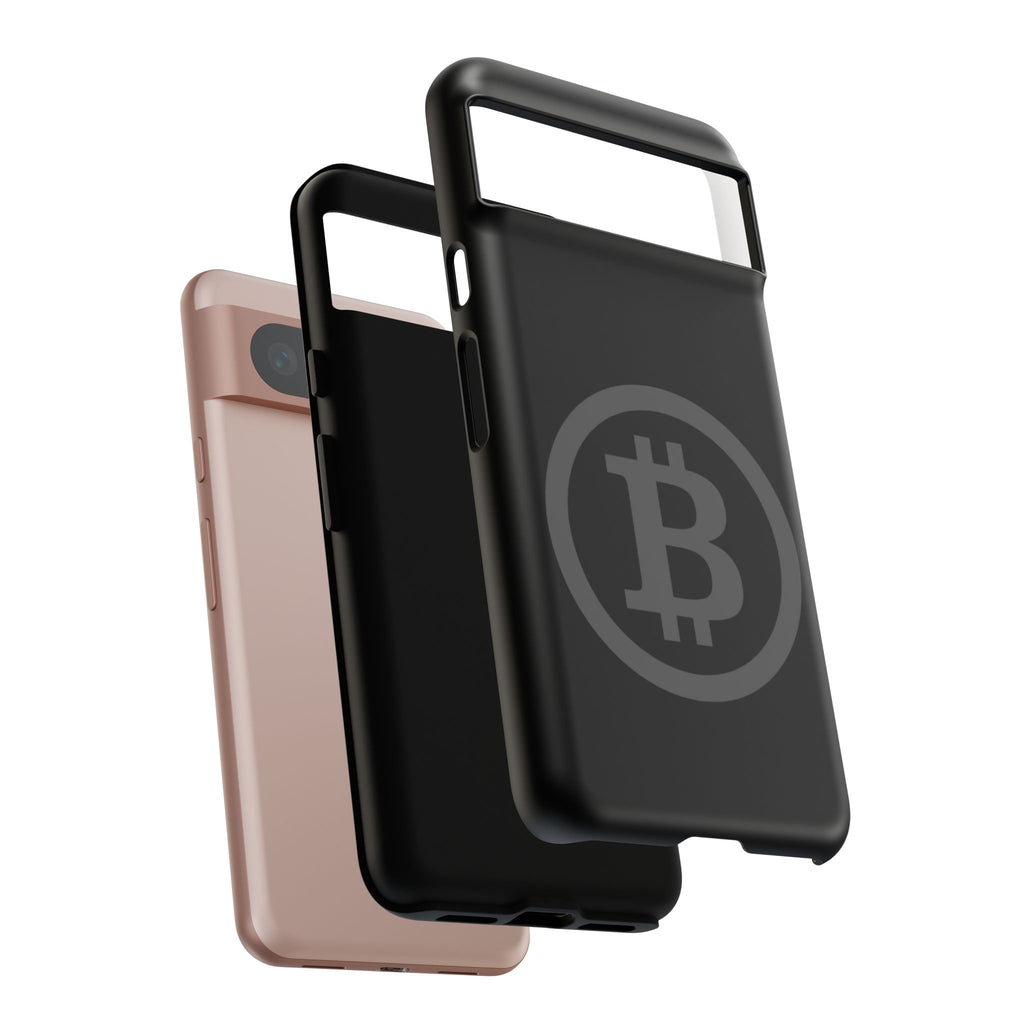 Bitcoin Logo Tough Phone Case — Matte Black Crypto Protective Cover