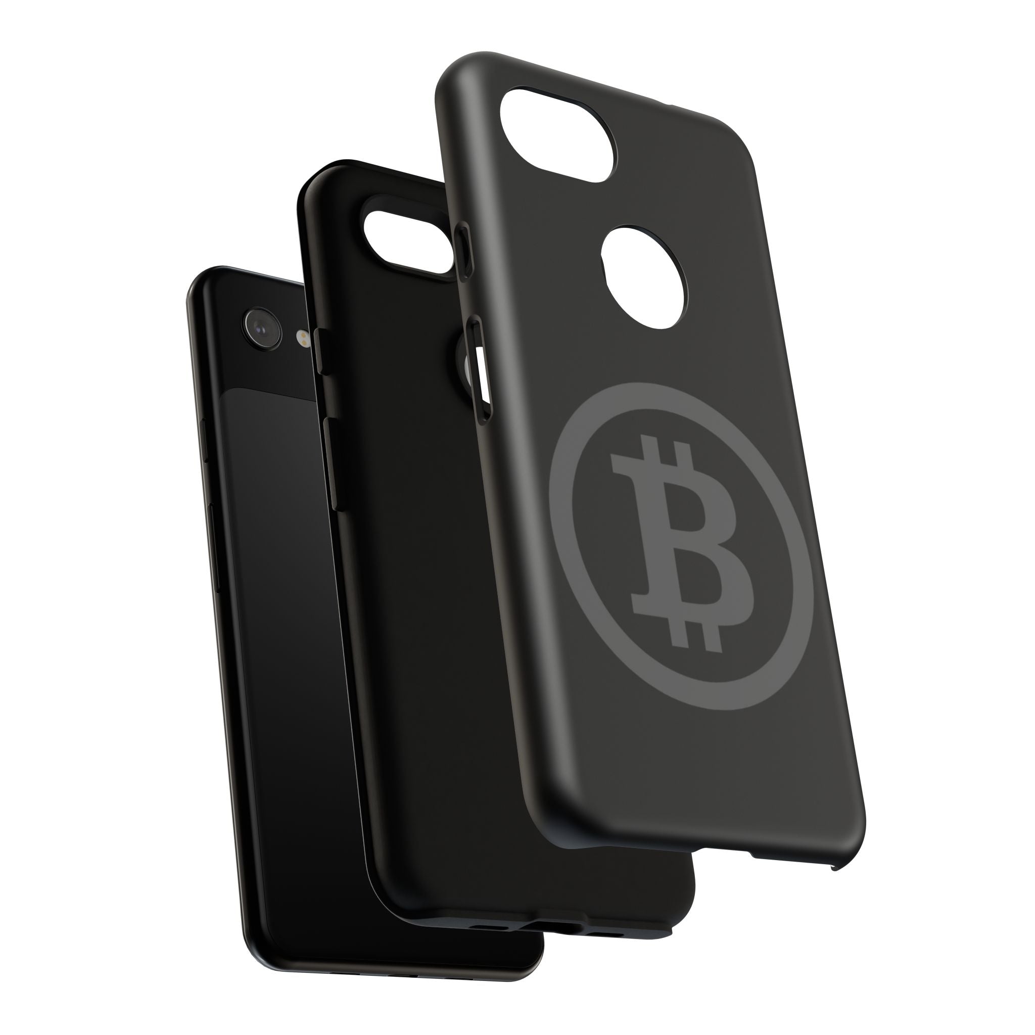 Bitcoin Logo Tough Phone Case — Matte Black Crypto Protective Cover