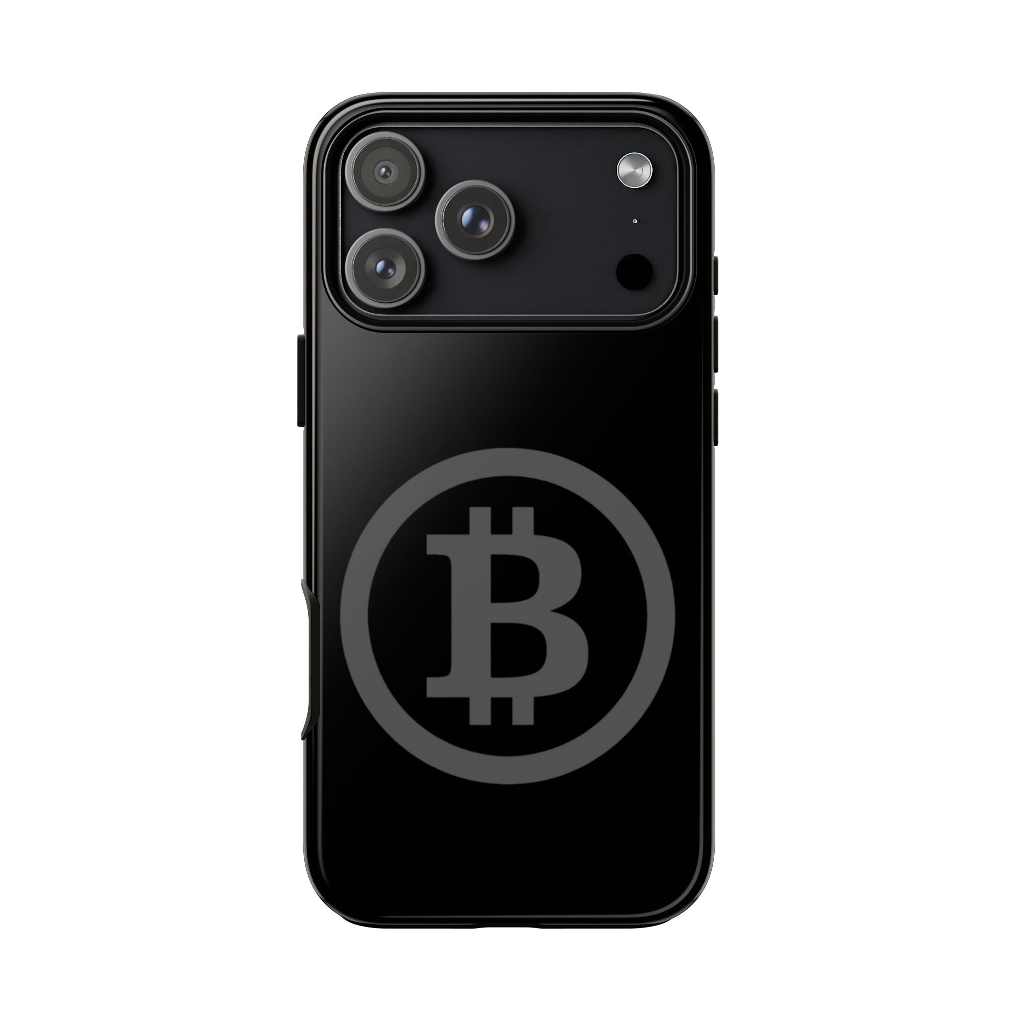 Bitcoin Logo Tough Phone Case — Matte Black Crypto Protective Cover