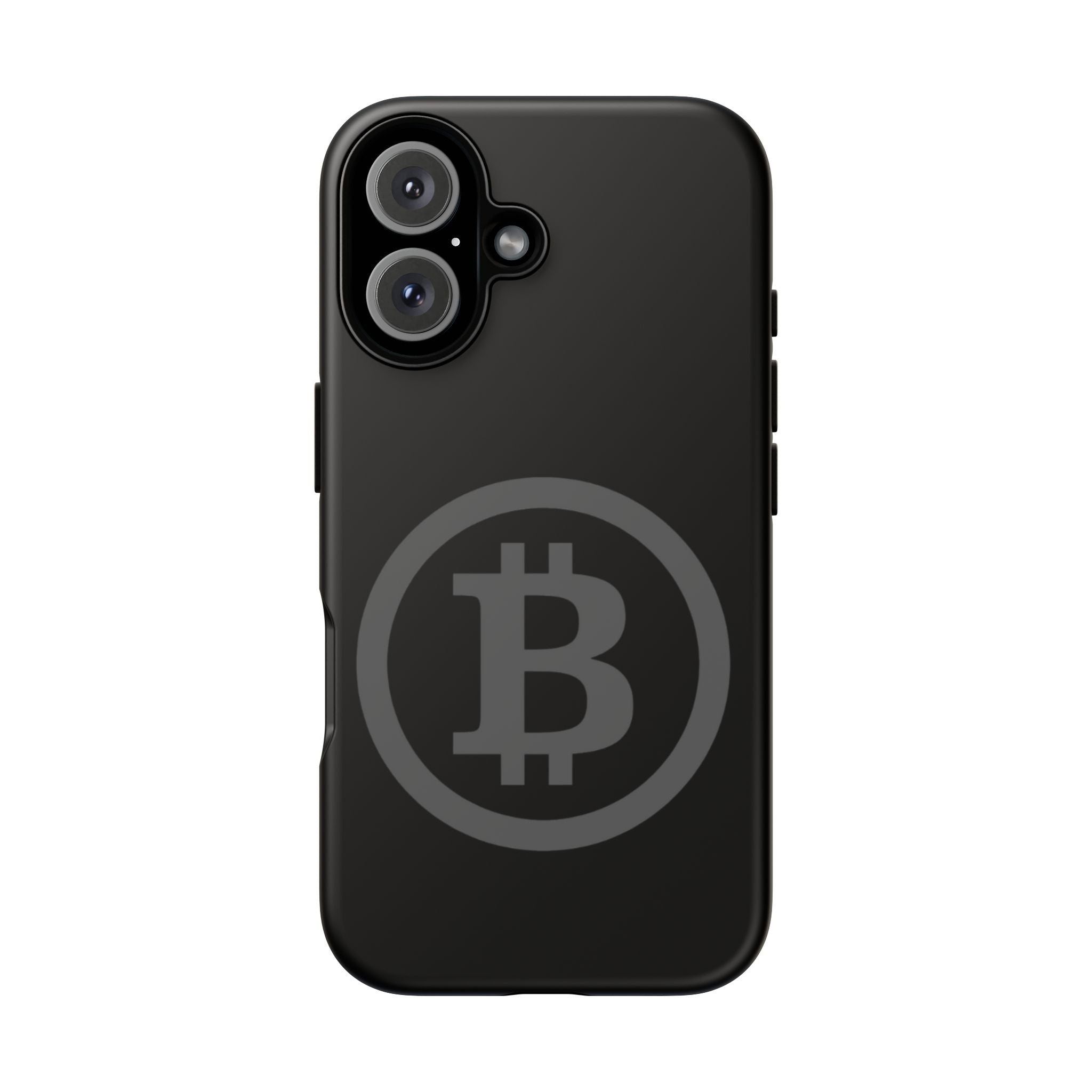 Bitcoin Logo Tough Phone Case — Matte Black Crypto Protective Cover