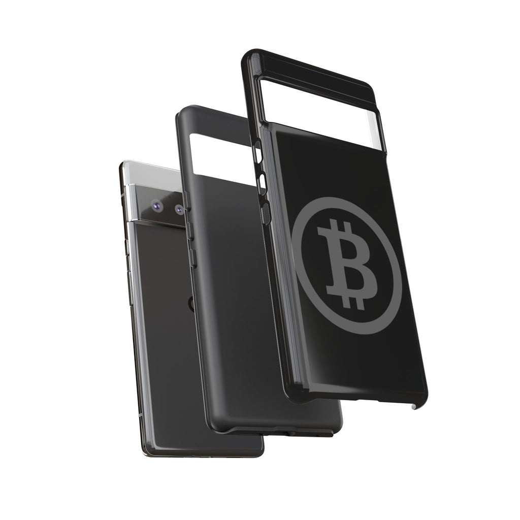 Bitcoin Logo Tough Phone Case — Matte Black Crypto Protective Cover
