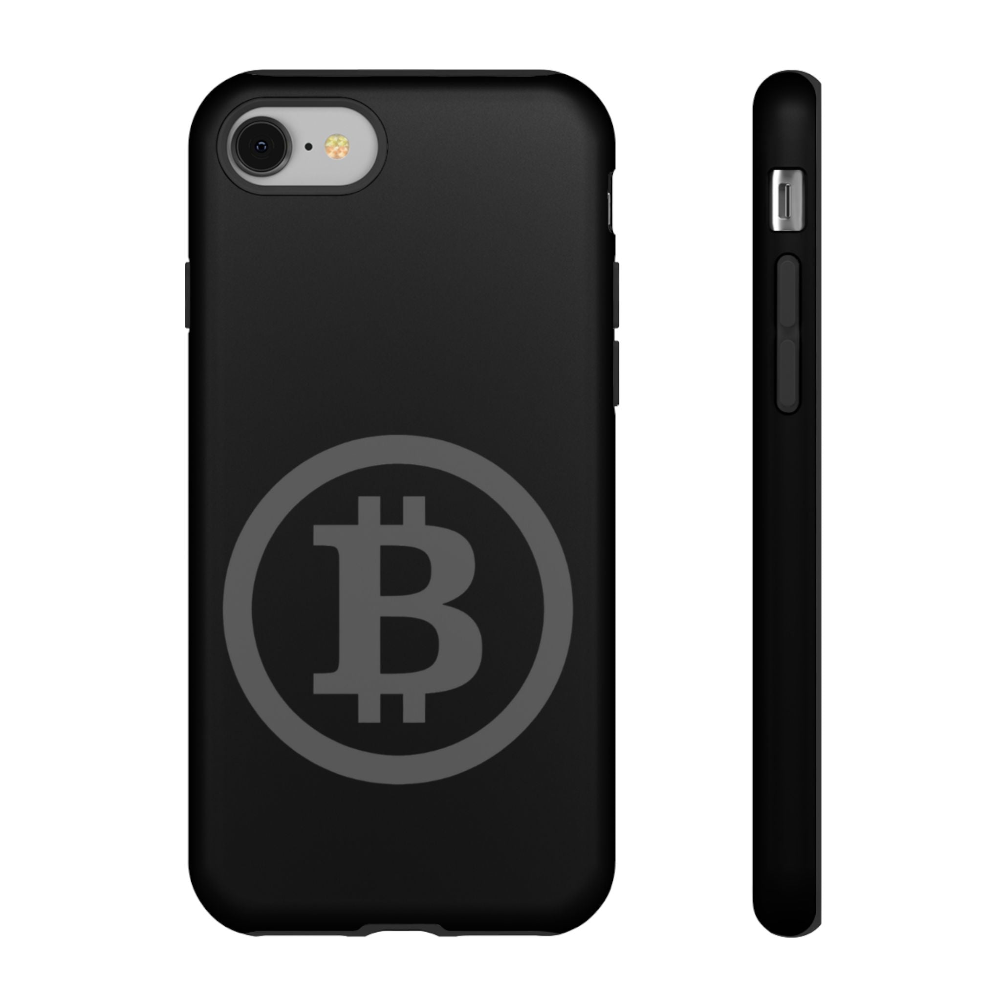 Bitcoin Logo Tough Phone Case — Matte Black Crypto Protective Cover