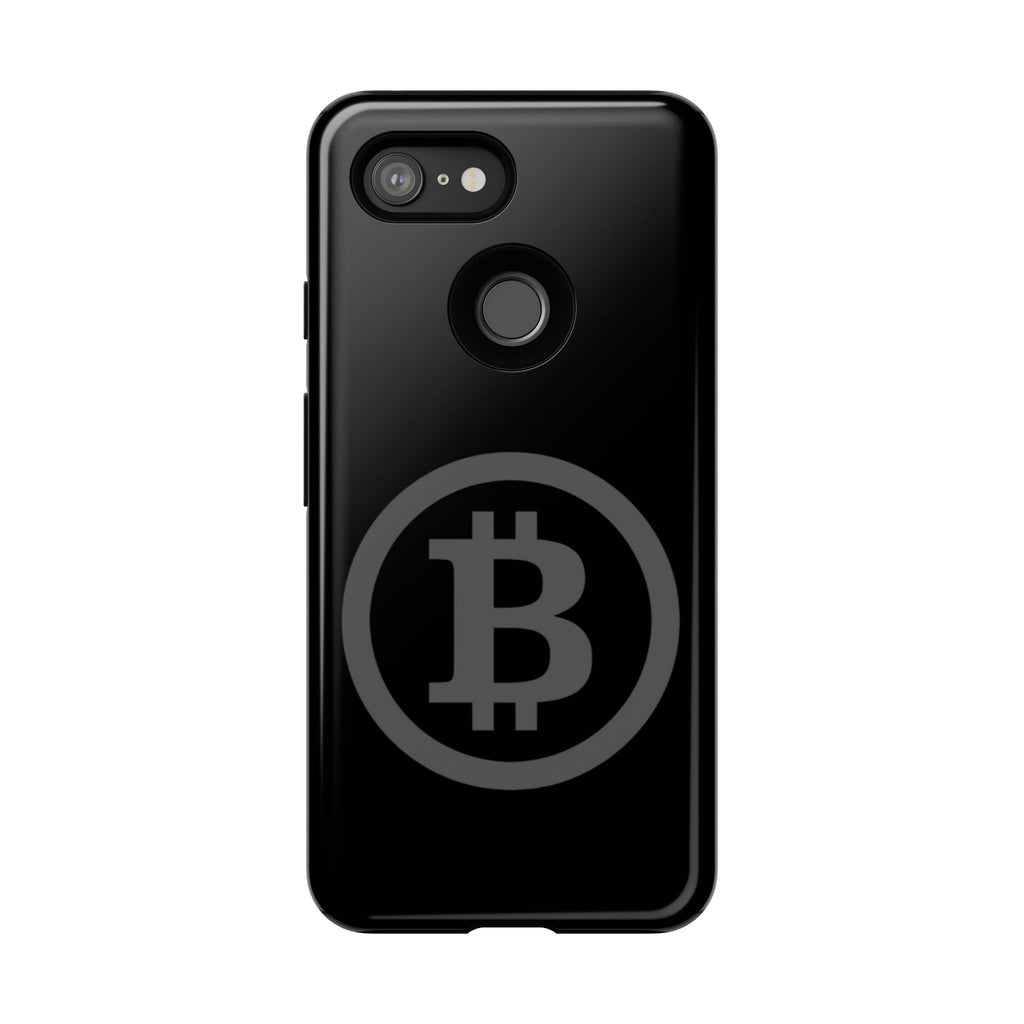 Bitcoin Logo Tough Phone Case — Matte Black Crypto Protective Cover
