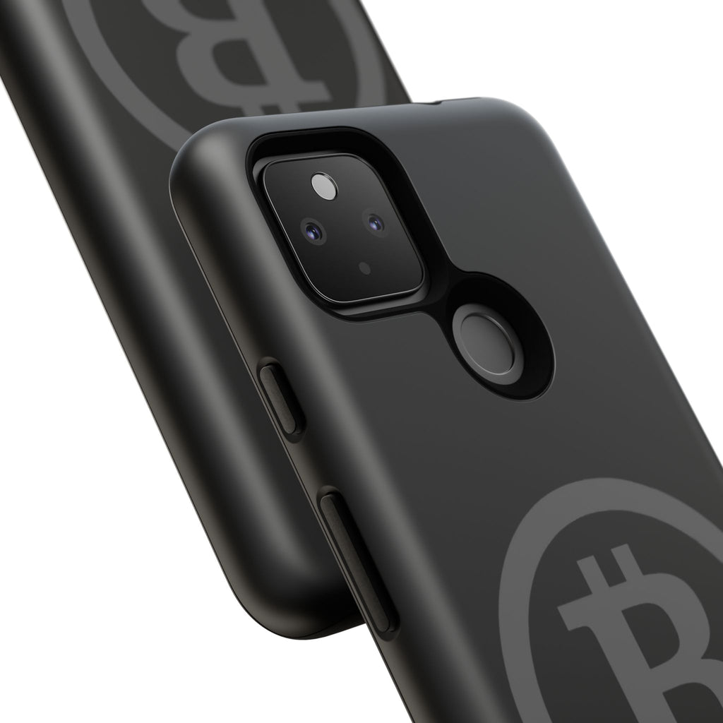 Bitcoin Logo Tough Phone Case — Matte Black Crypto Protective Cover