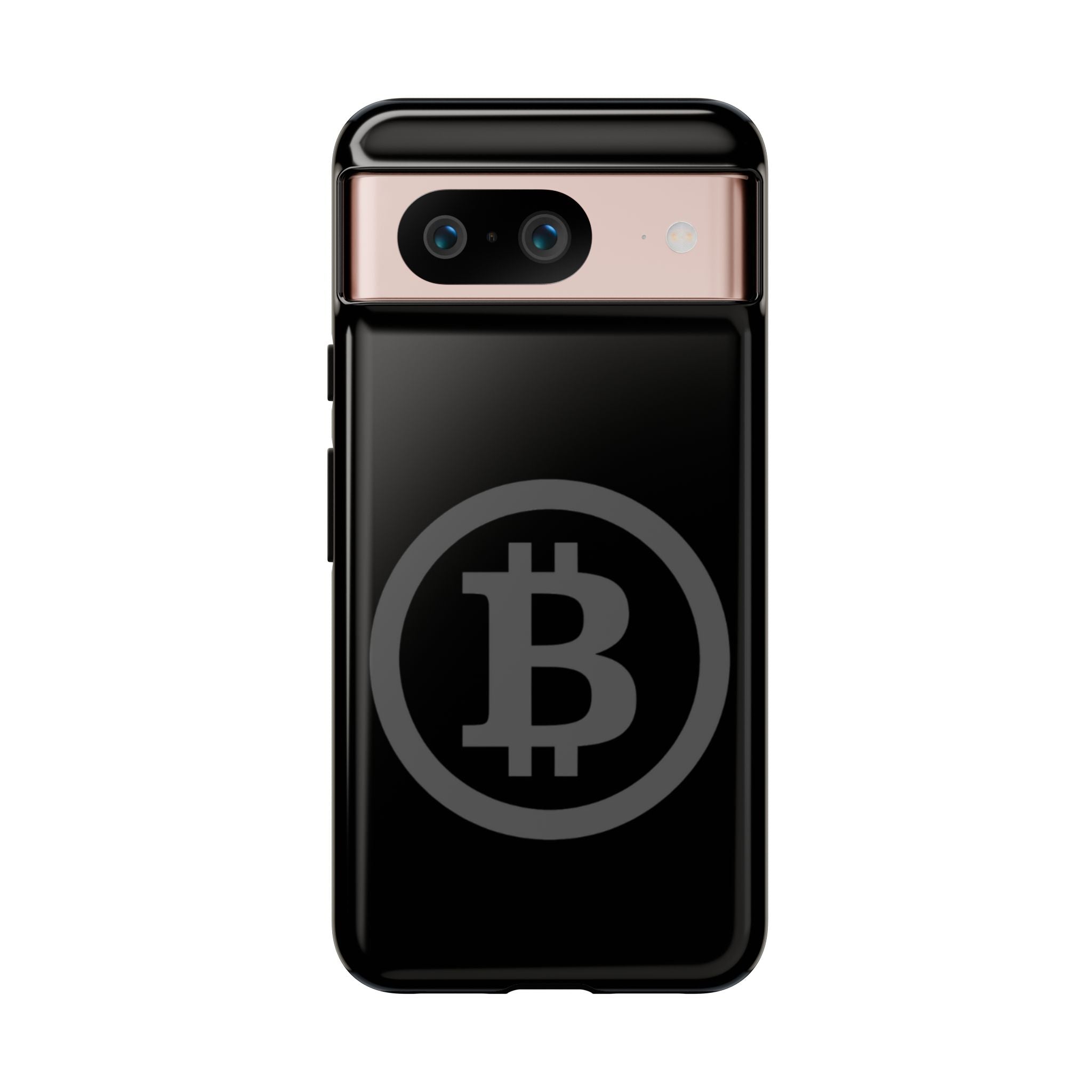 Bitcoin Logo Tough Phone Case — Matte Black Crypto Protective Cover