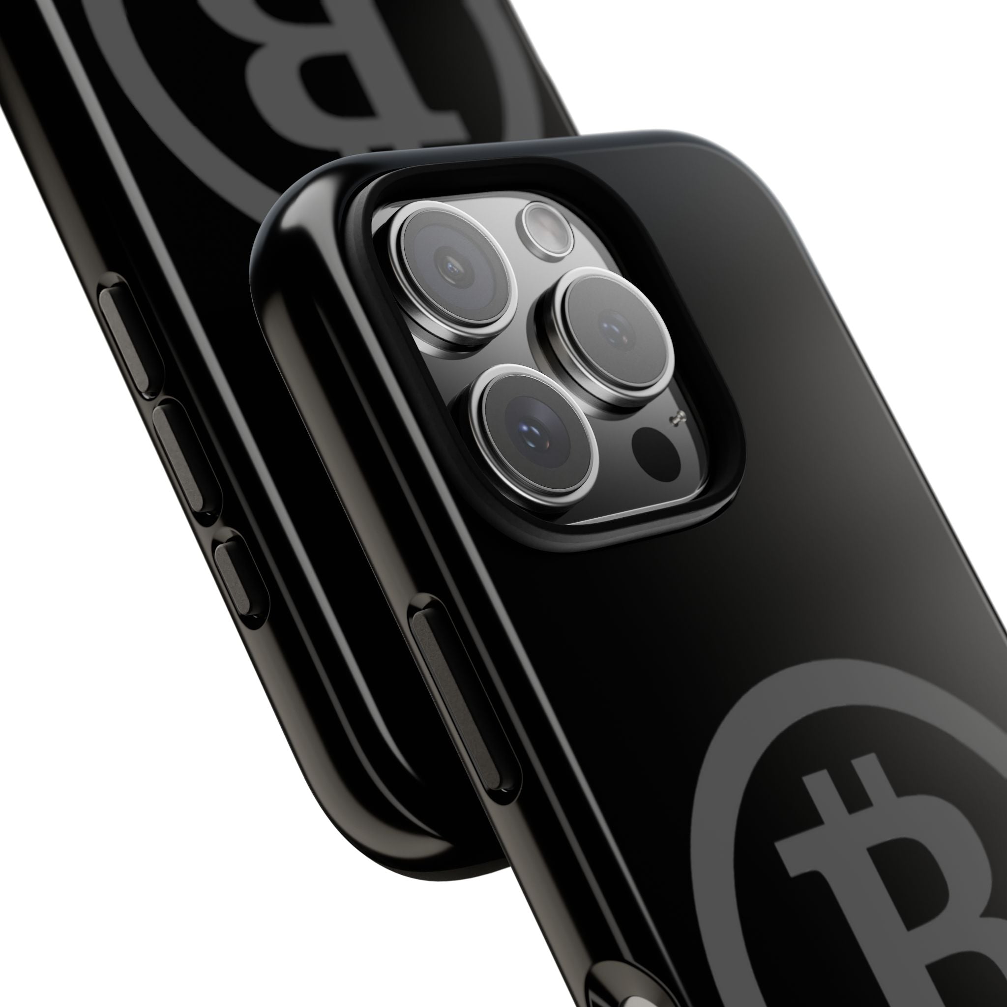 Bitcoin Logo Tough Phone Case — Matte Black Crypto Protective Cover