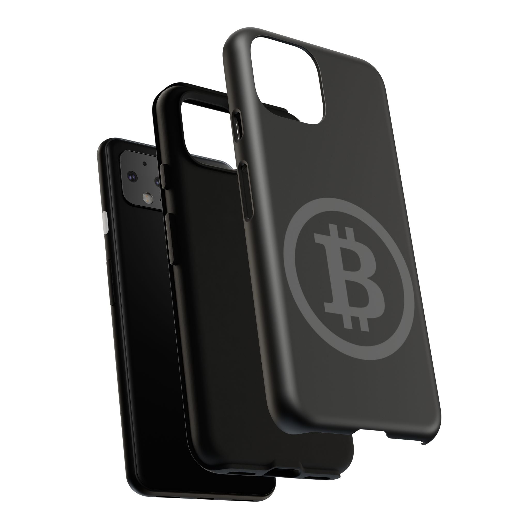 Bitcoin Logo Tough Phone Case — Matte Black Crypto Protective Cover