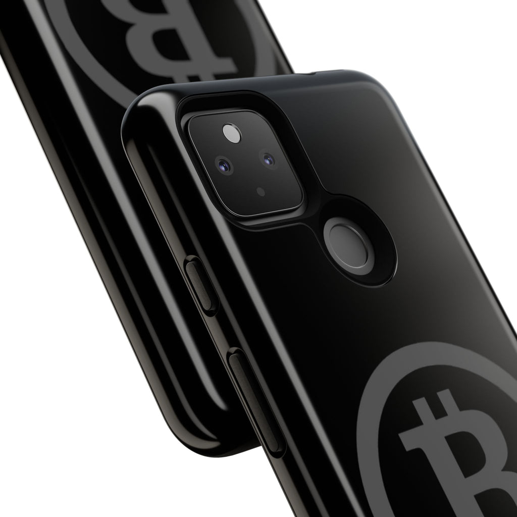 Bitcoin Logo Tough Phone Case — Matte Black Crypto Protective Cover